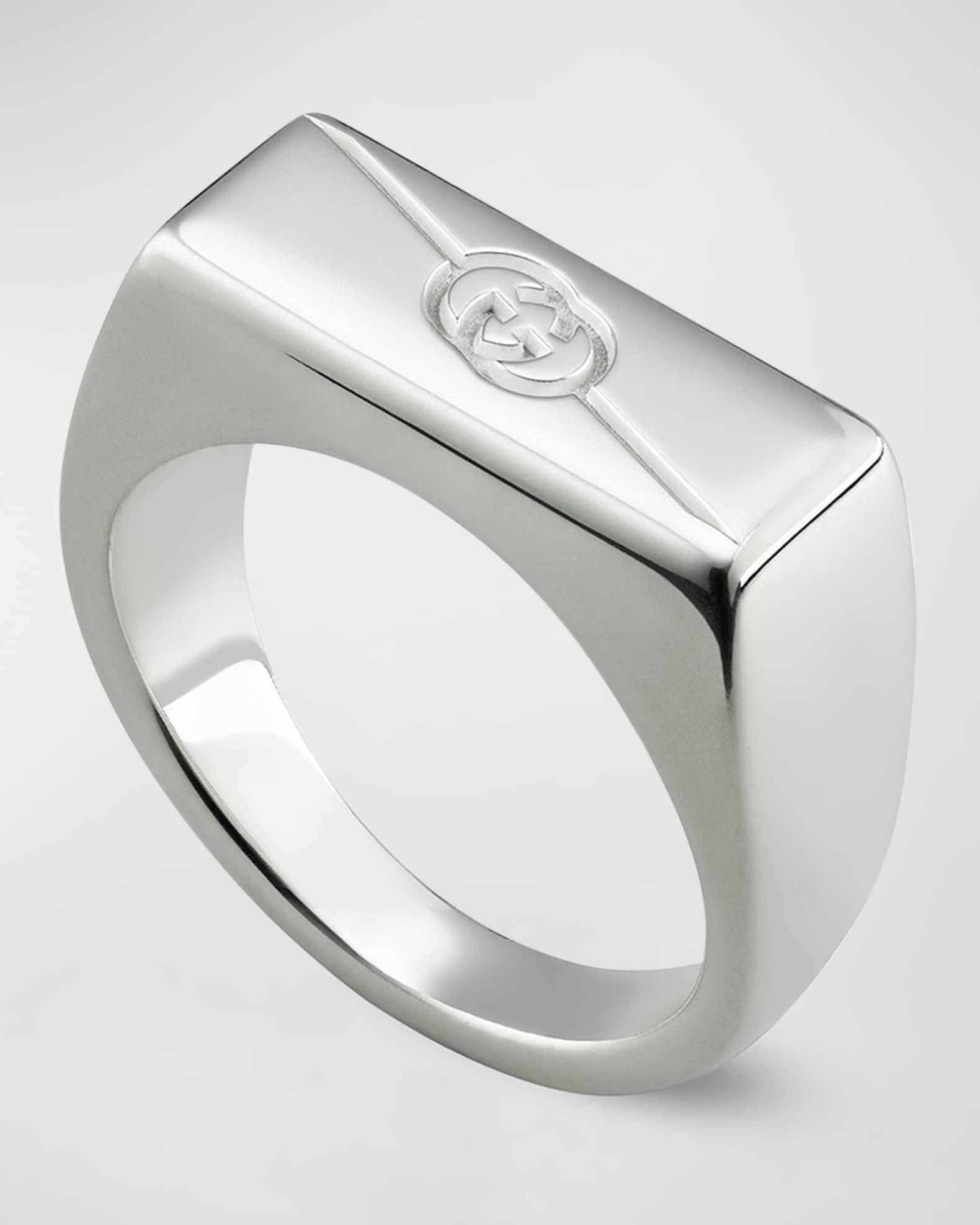 Men's Gucci Tag Ring Chevalier, 7.5mm Silver 0