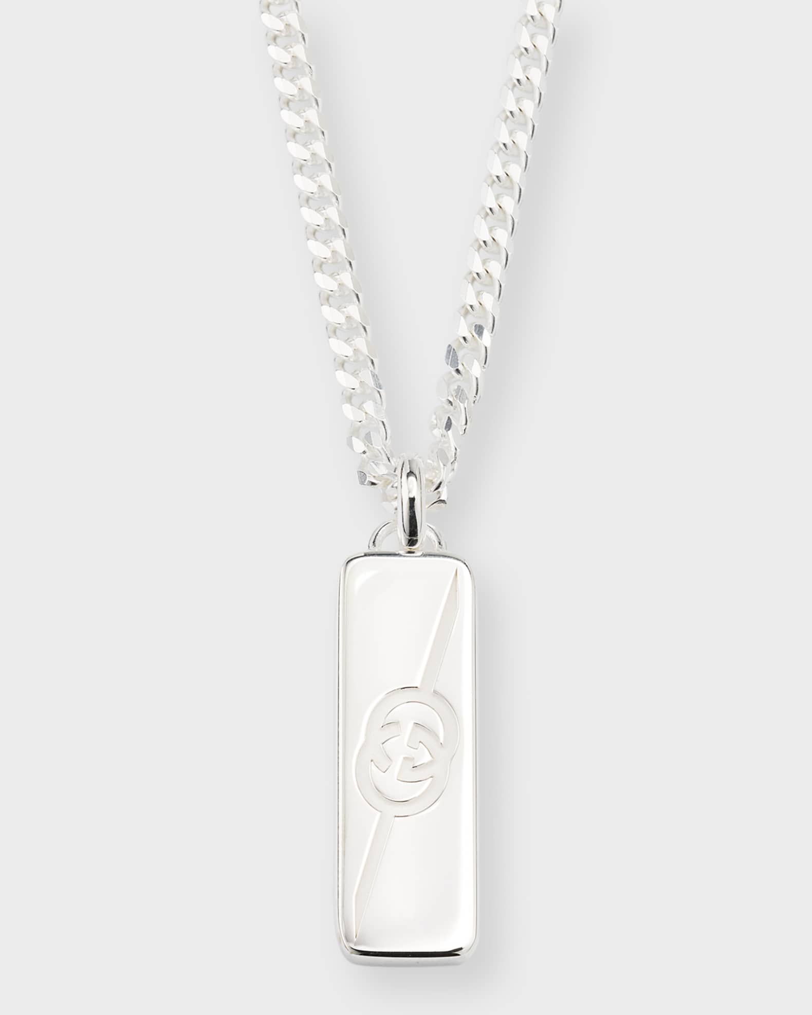 Men's Gucci Tag Necklace, Silver 0