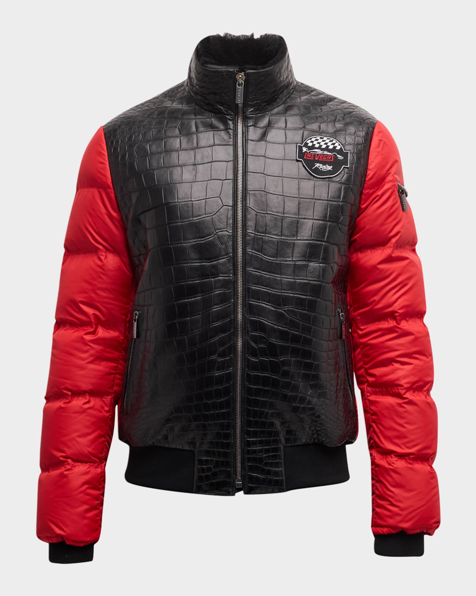 Neiman marcus red leather jacket top