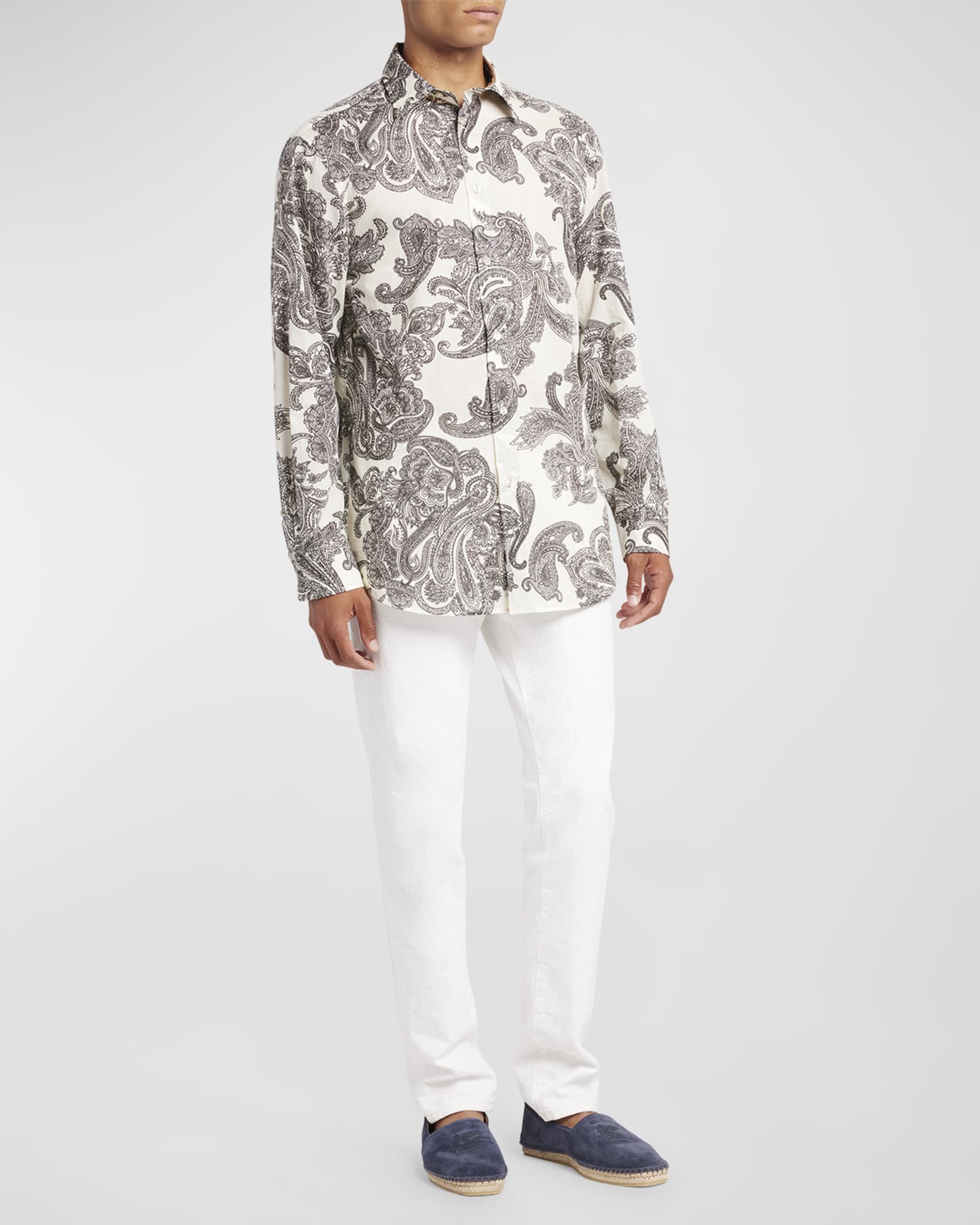 ETRO KIDS paisley-jacquard cotton shirt - White