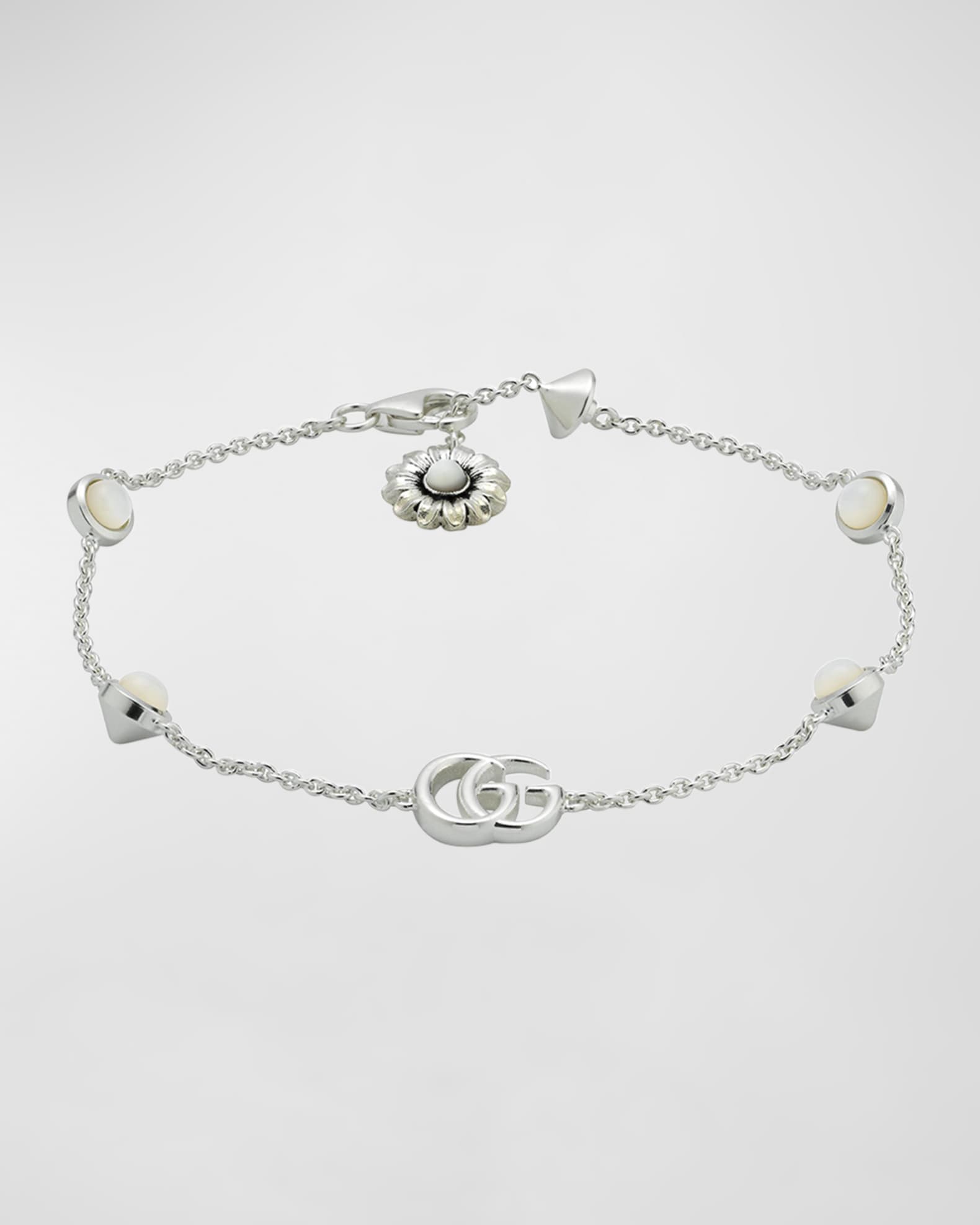 【✨希少】 GUCCI ブレスレット GG マーモント パール フラワー Gucci GG Marmont Flower Sterling Silver & Pearl Bracelet | Neiman