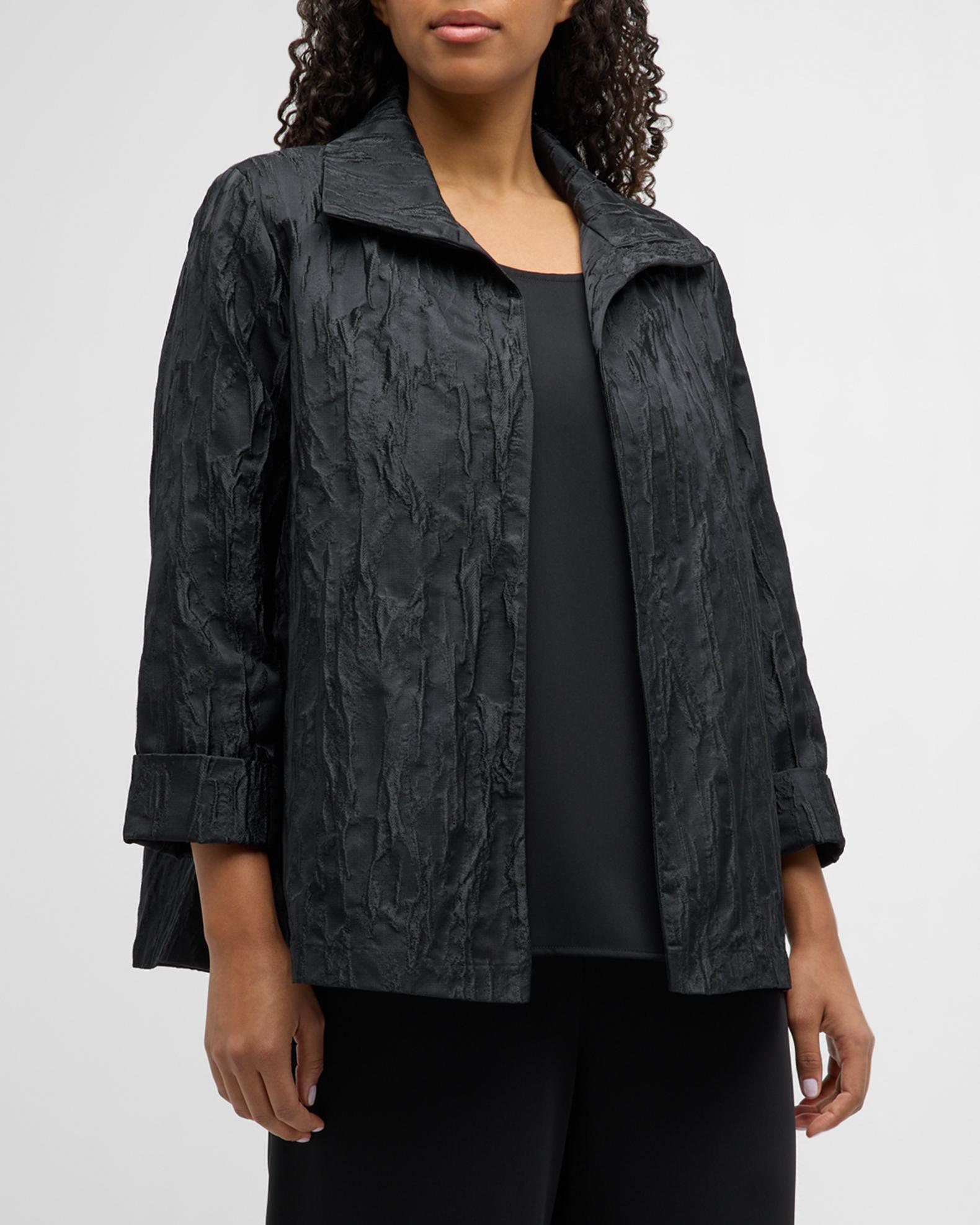 Caroline Rose Plus Plus Size Open-Front Crinkled Jacquard Jacket ...