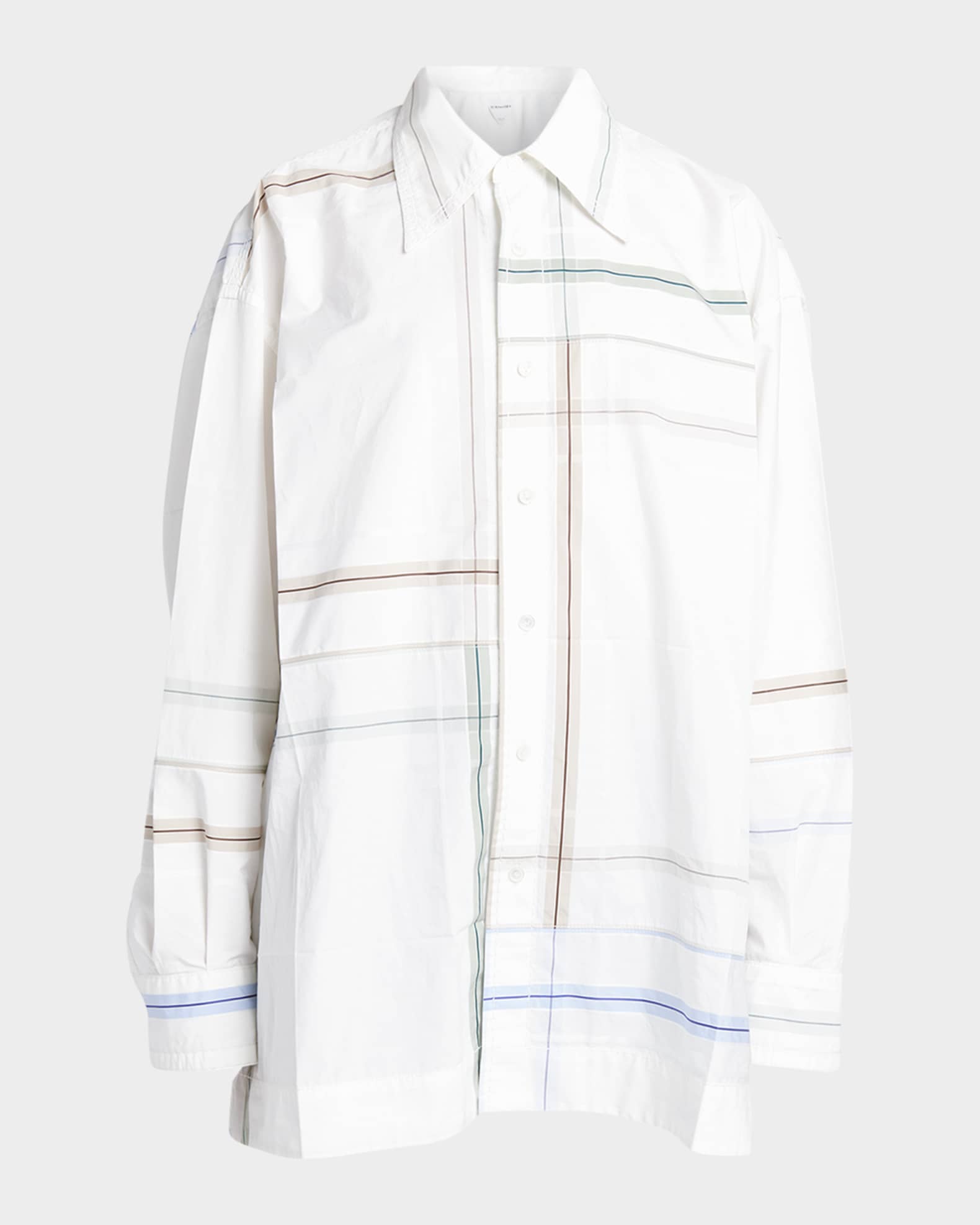 Abstract-Print Oversized Collared Shirt 0