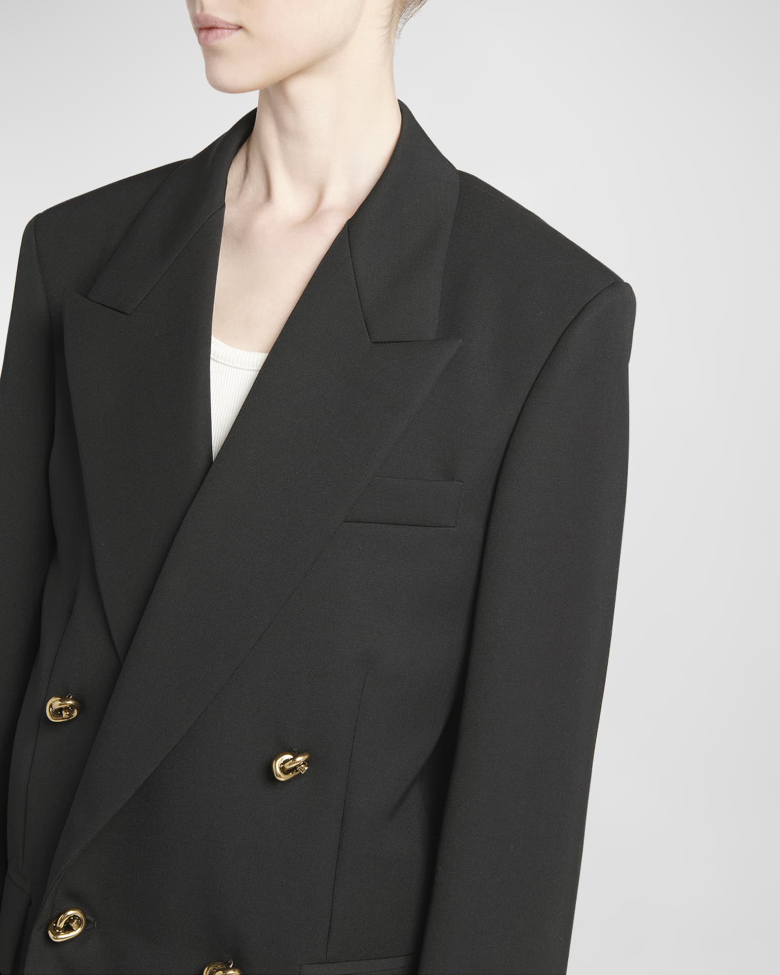 アウターその他 BOTTEGA VENETA Woman Blazer Black 809558VF4K0 1000 Bottega Veneta Oversized Double Breasted Blazer in Black | FWRD