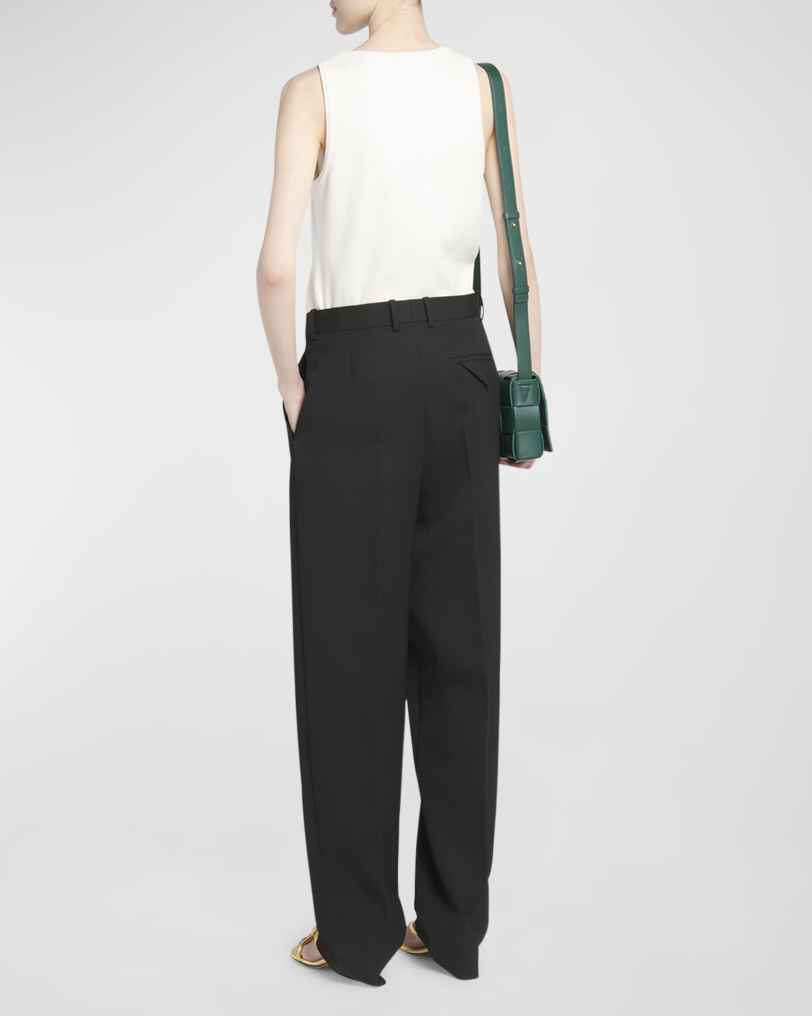 Bottega Veneta High-Rise Pleated Straight-Leg Trousers