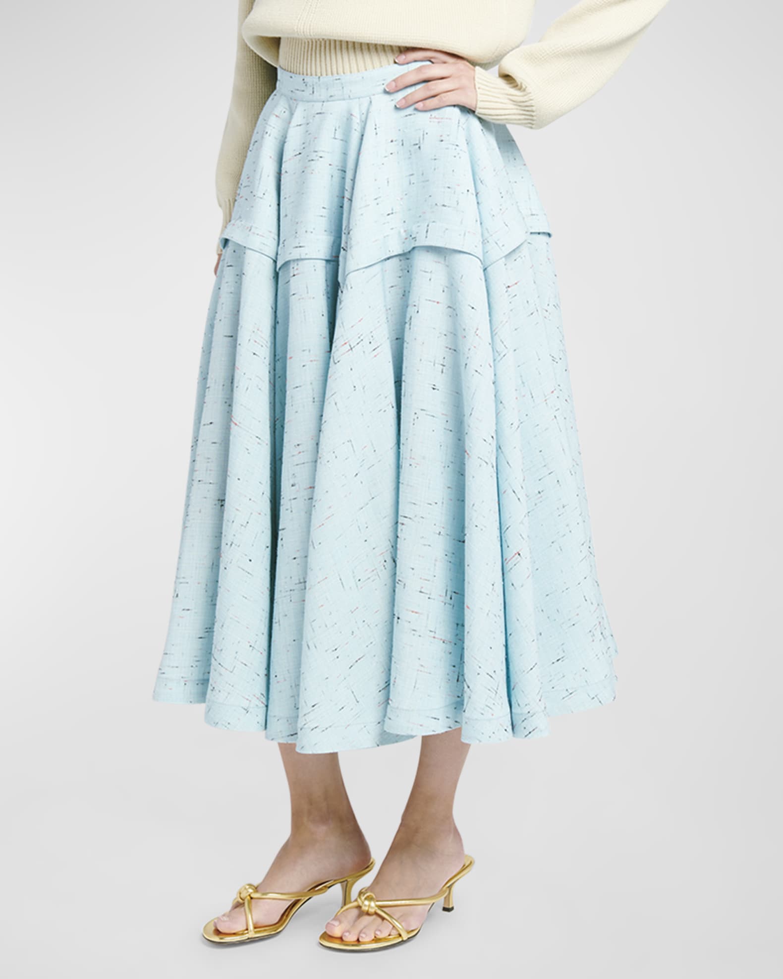 スカート Bottega Veneta Pastel Light-Blue Stretch Cotton Blend Skirt Bottega Veneta 2-in-1 Flower-knit Cotton Skirt in Purple | Lyst