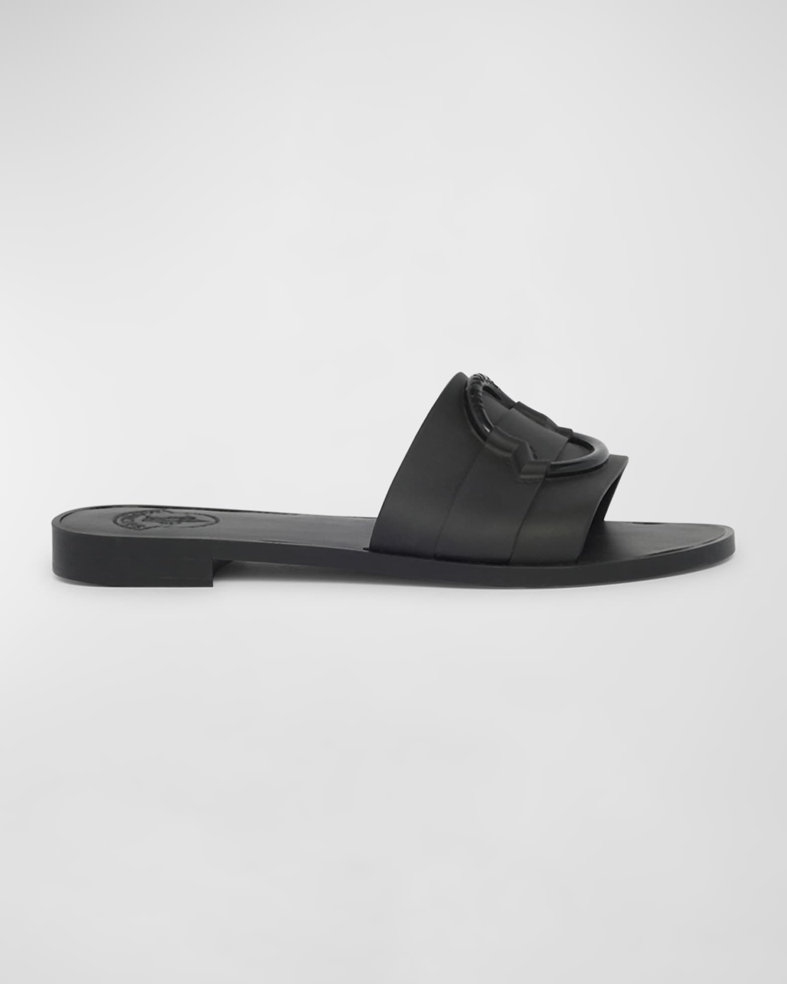 Moncler Mon Rubber Logo Flat Slide Sandals | Neiman Marcus