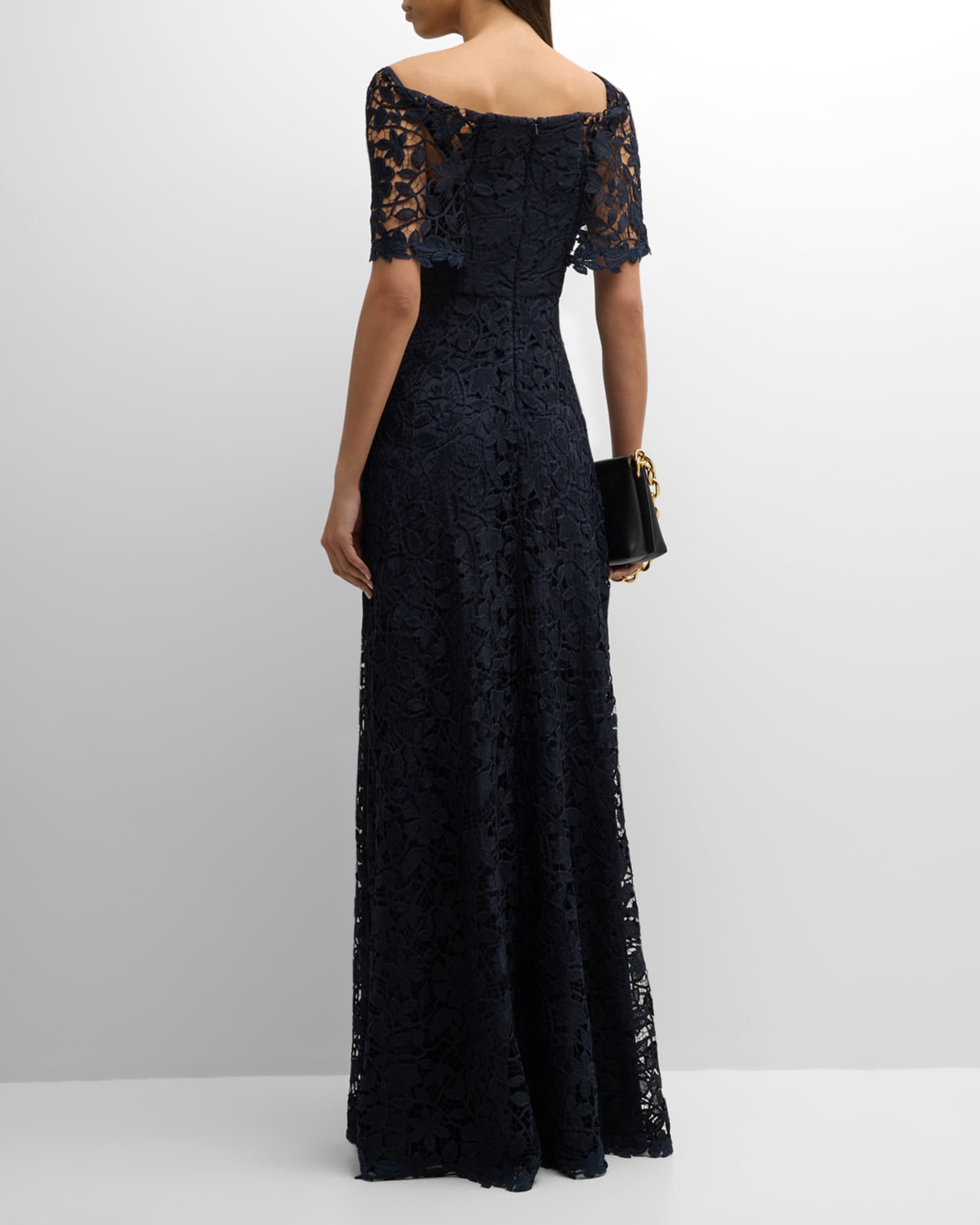 Lela Rose Deedie Floral Lace Off-The-Shoulder Gown | Neiman Marcus