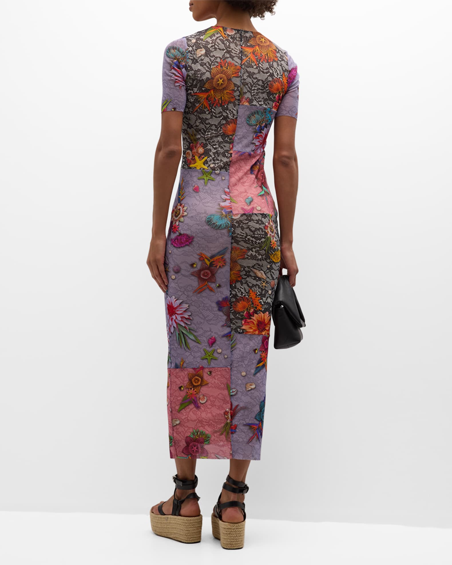 Fuzzi Patchwork-Print Bodycon Maxi Dress | Neiman Marcus