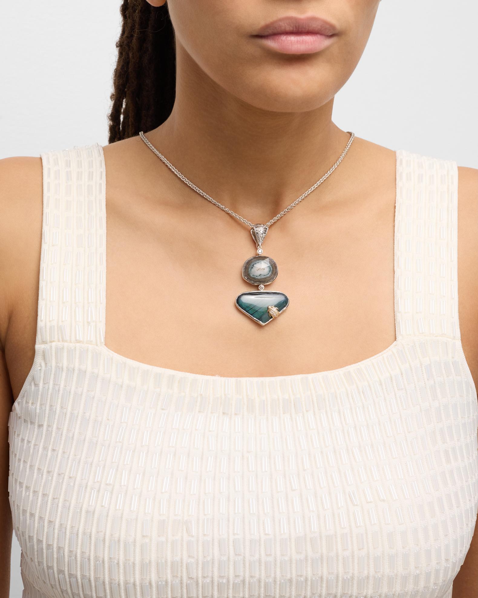 Stephen Dweck Natural Quartz Stalactite Slice, Labradorite and