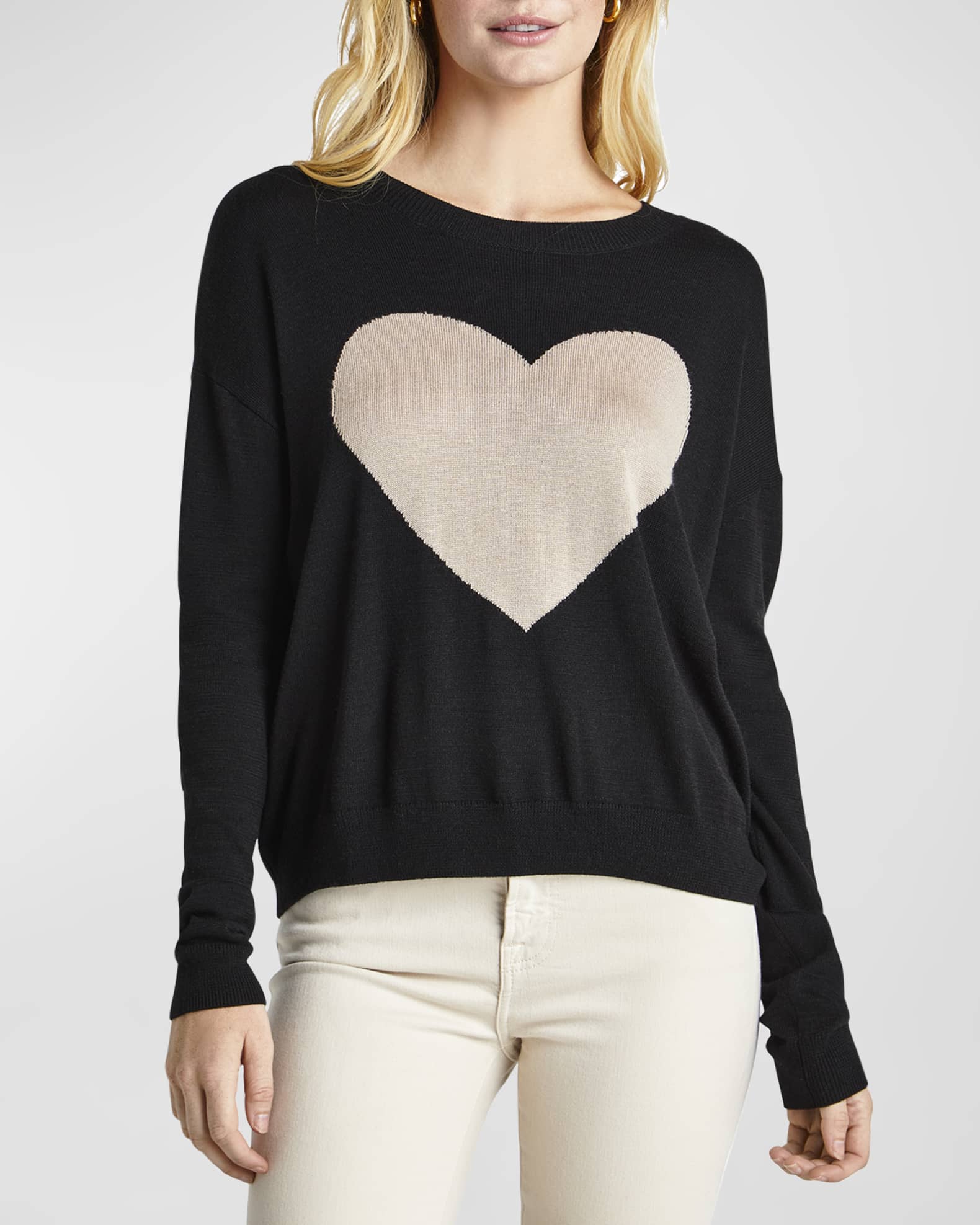 Splendid Avery Heart Knit Crewneck Sweater | Neiman Marcus