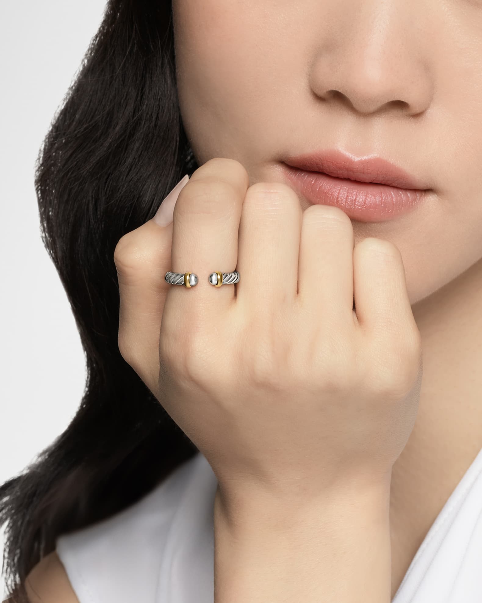 Cable Flex Open Ring in Silver and 14K Gold, 3.4mm 1