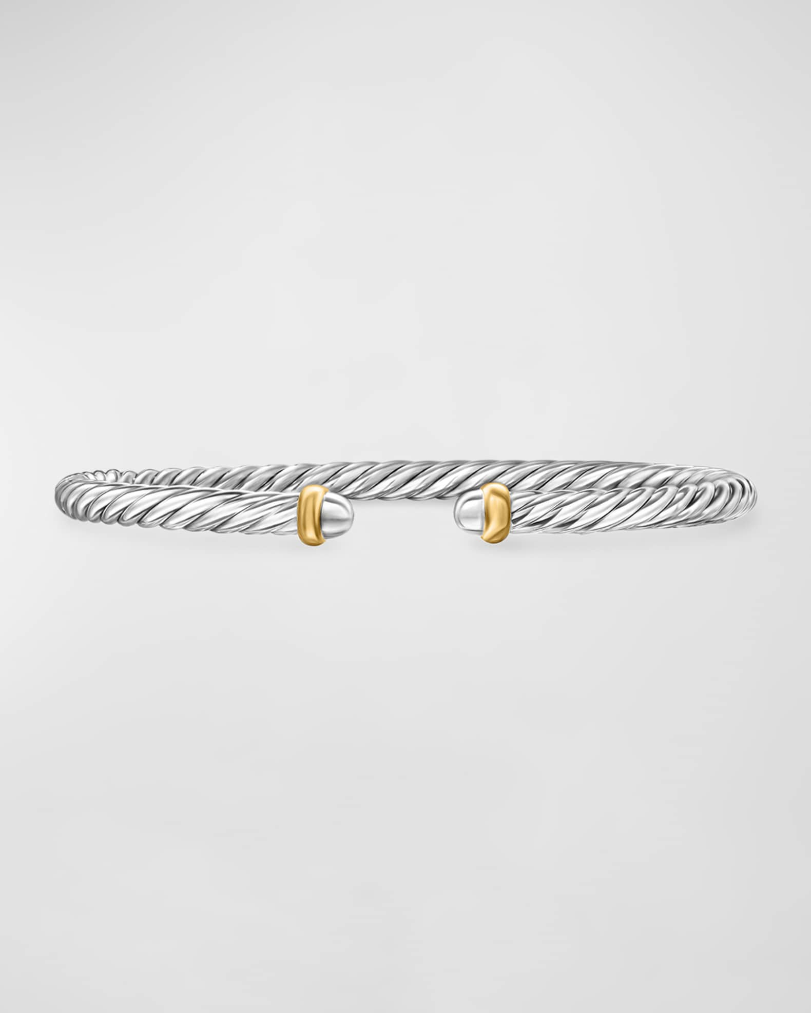 Cable Flex Bracelet with Gemstone in Silver and 14K Gold 0