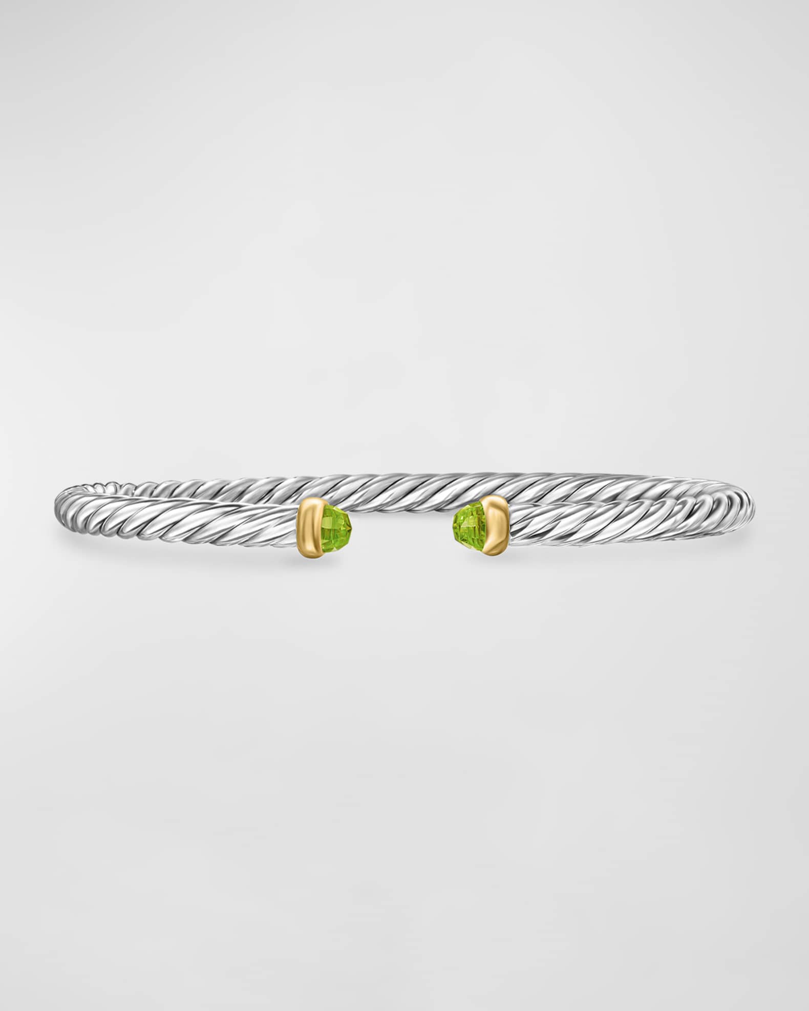 Cable Flex Bracelet with Gemstone in Silver and 14K Gold 0