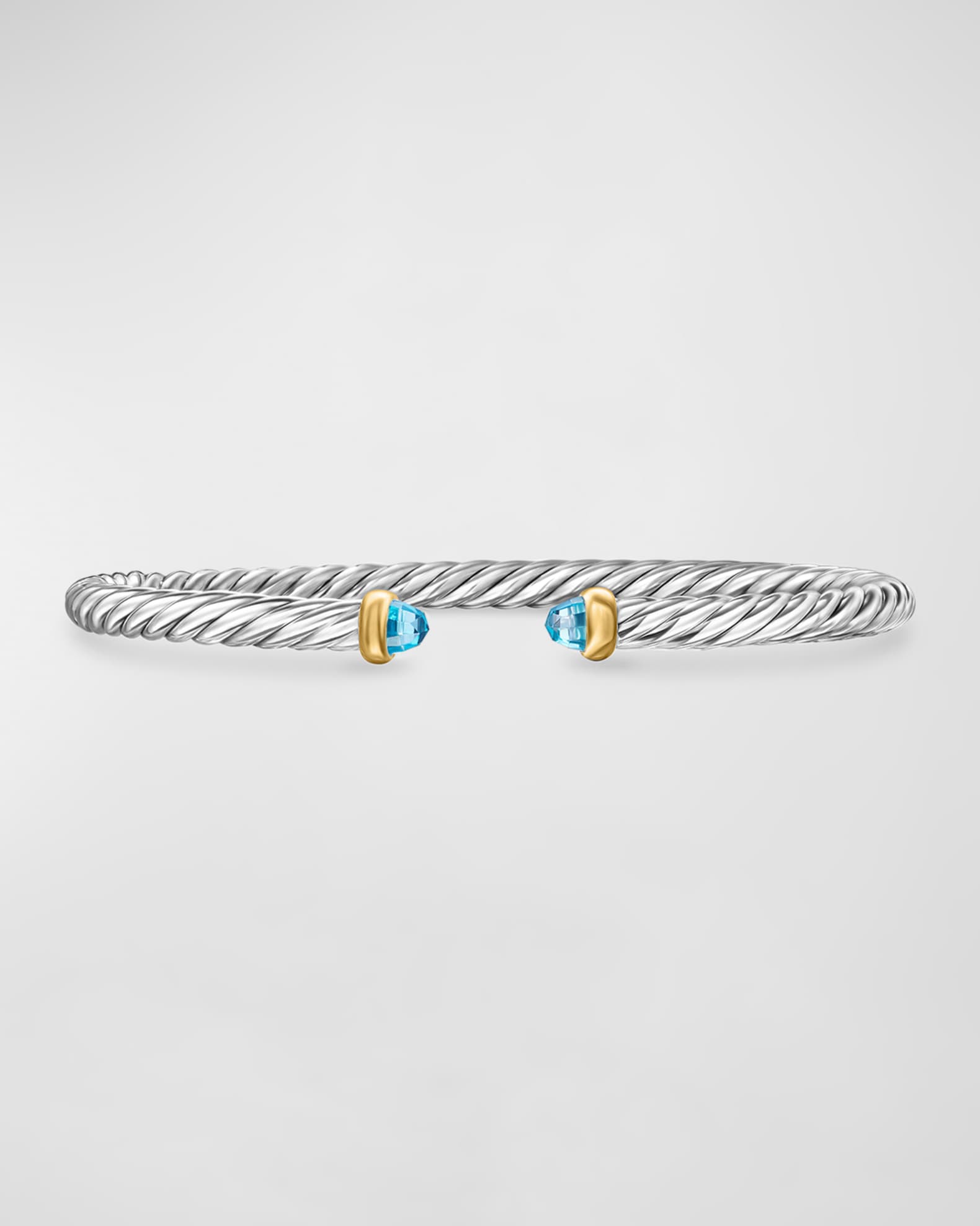 Cable Flex Bracelet with Gemstone in Silver and 14K Gold 0