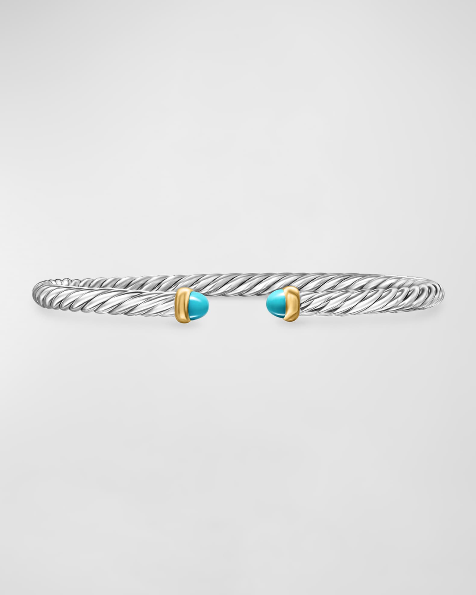 Cable Flex Bracelet with Gemstone in Silver and 14K Gold 0