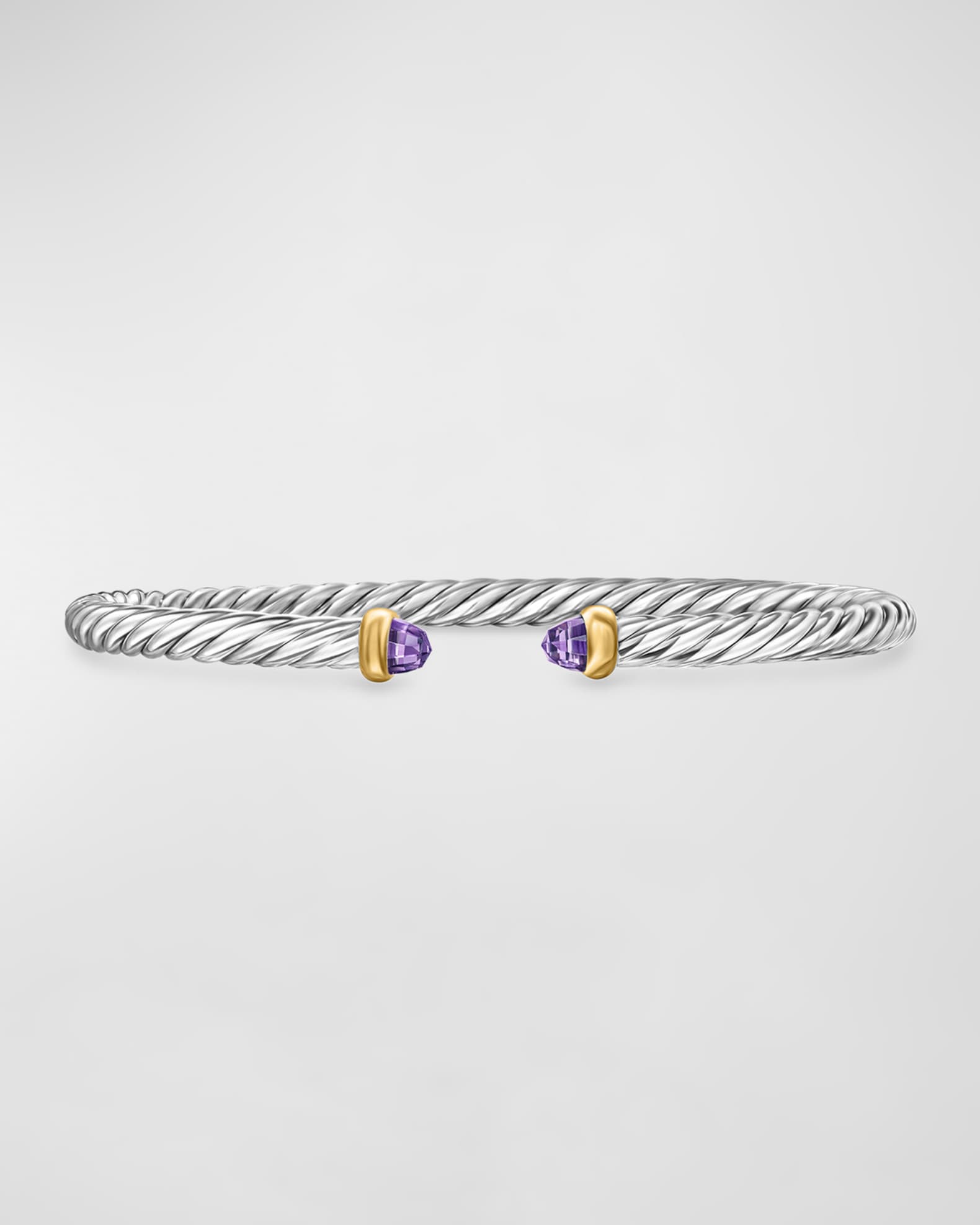 Cable Flex Bracelet with Gemstone in Silver and 14K Gold 0