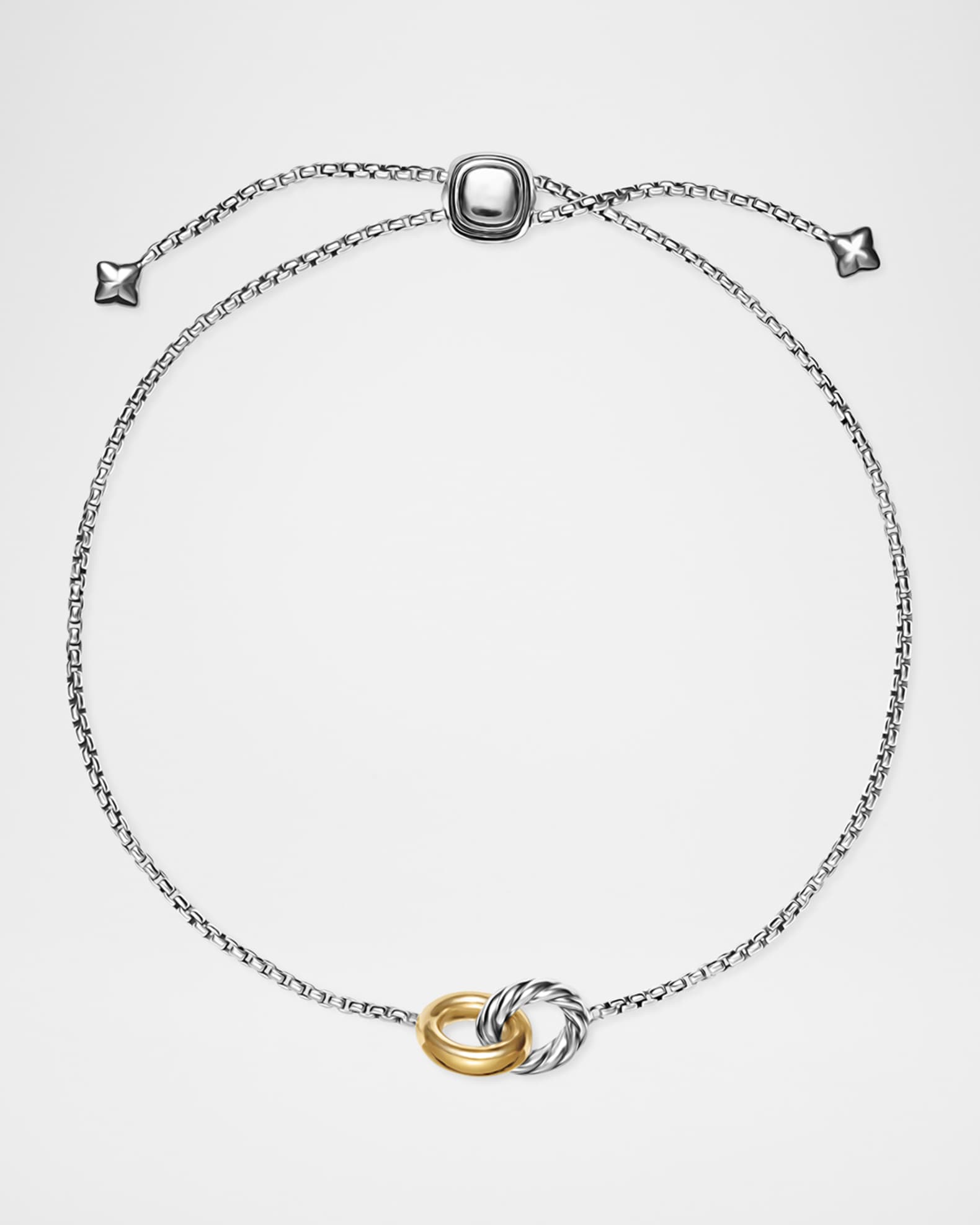 Petite Cable Linked Hoop Bracelet in Silver and 14K Gold 1.5mm