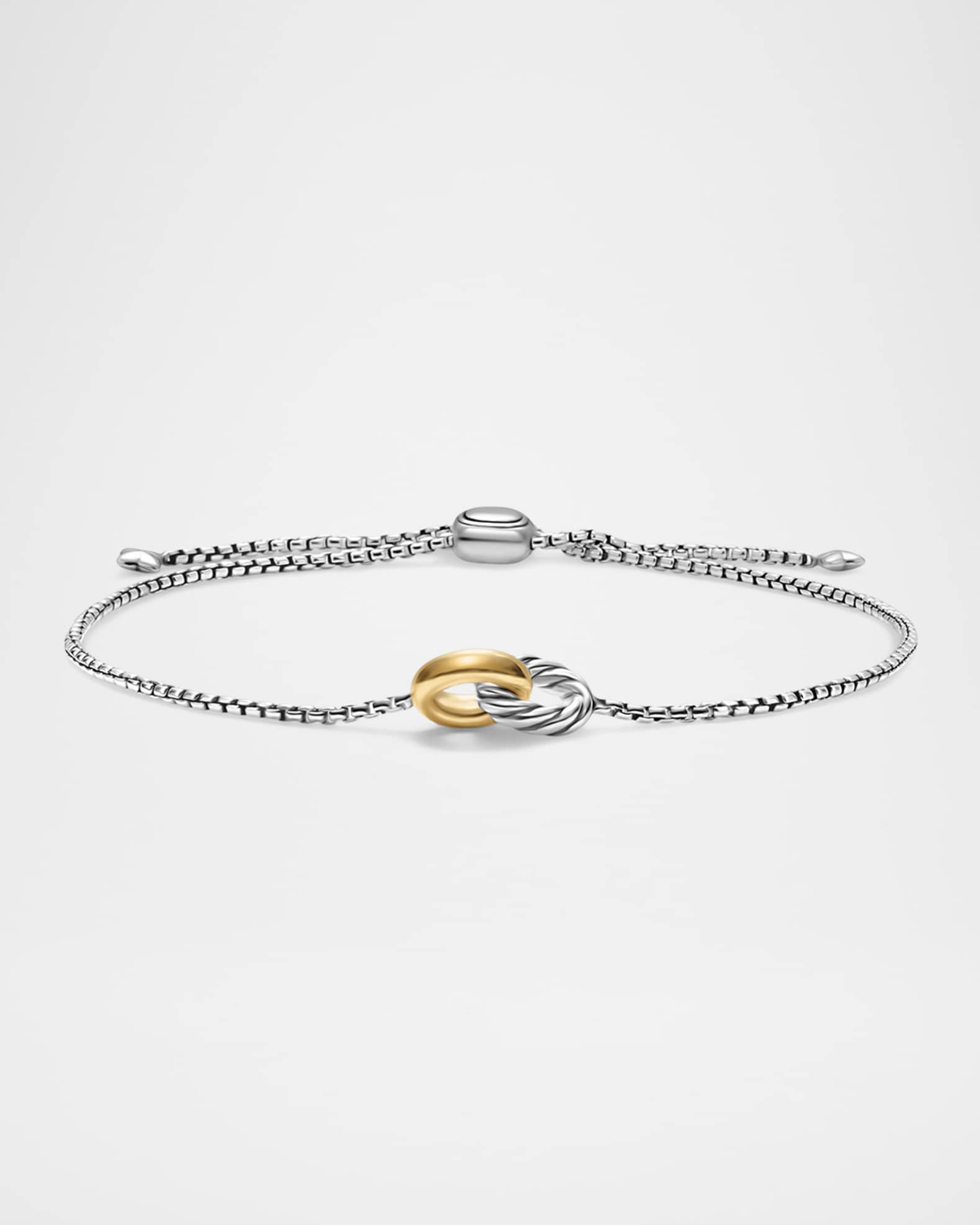Petite Cable Linked Hoop Bracelet in Silver and 14K Gold, 1.5mm 0