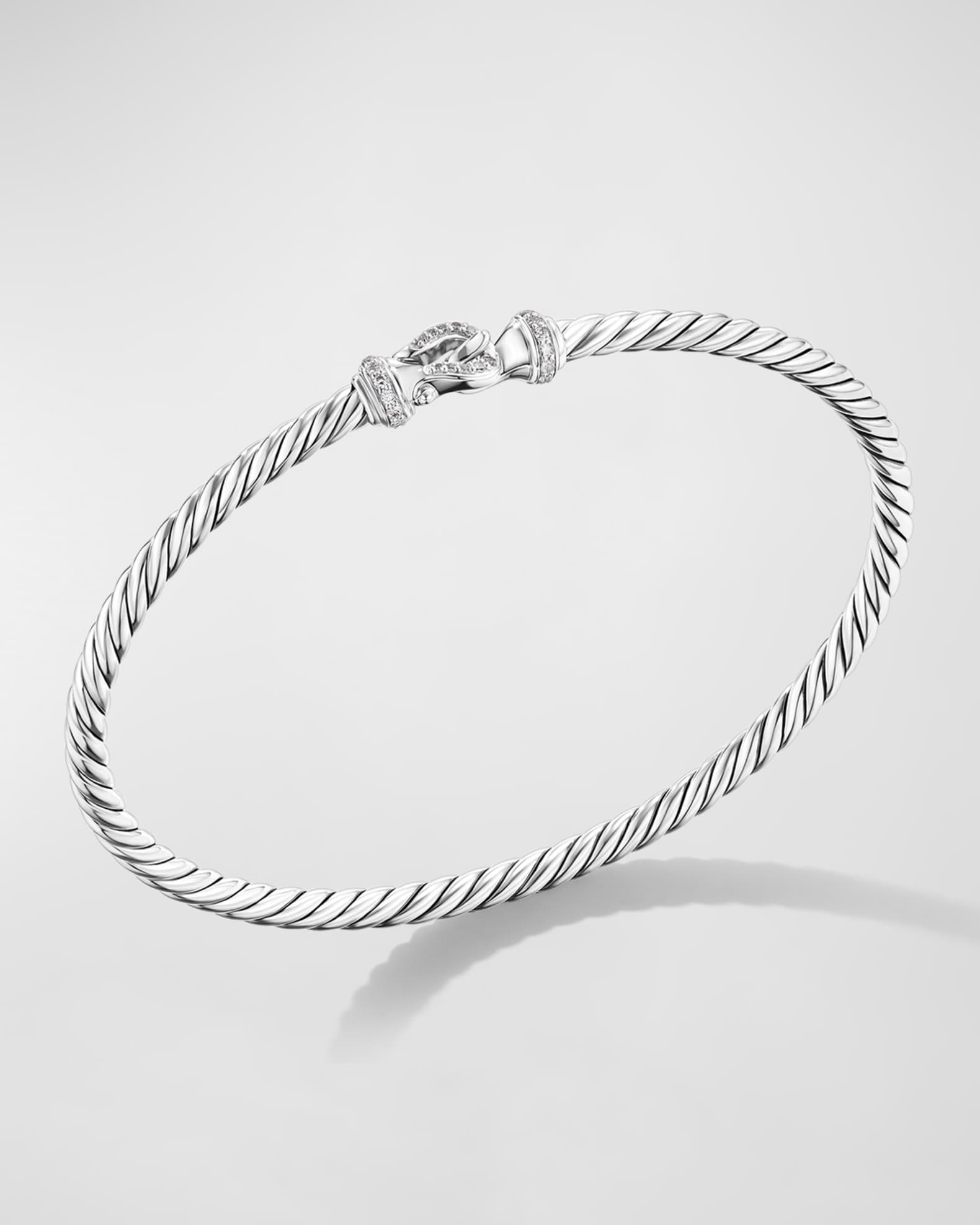 Buckle Classic Cable Bracelet with Diamonds in Silver, 3mm 1