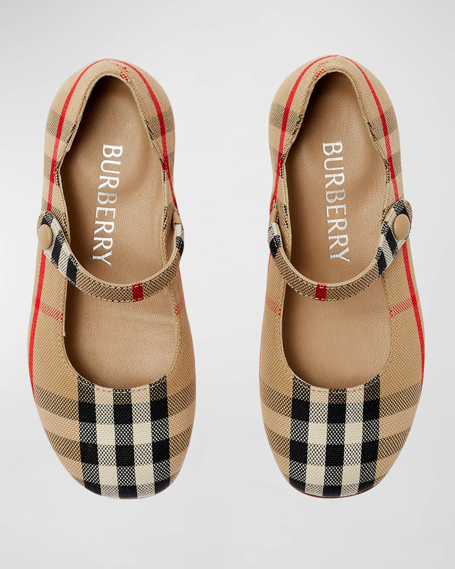 Burberry Childrens Check Mary Jane Flats Size 9