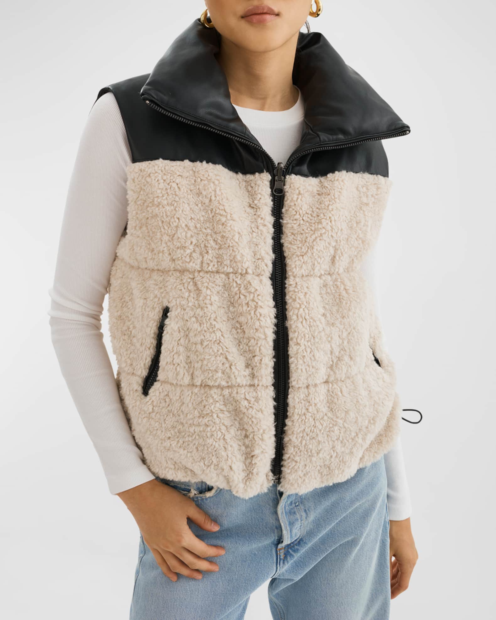 Neiman LaMarque Vest | Reversible and Faux Leather Marcus Marina Fleece