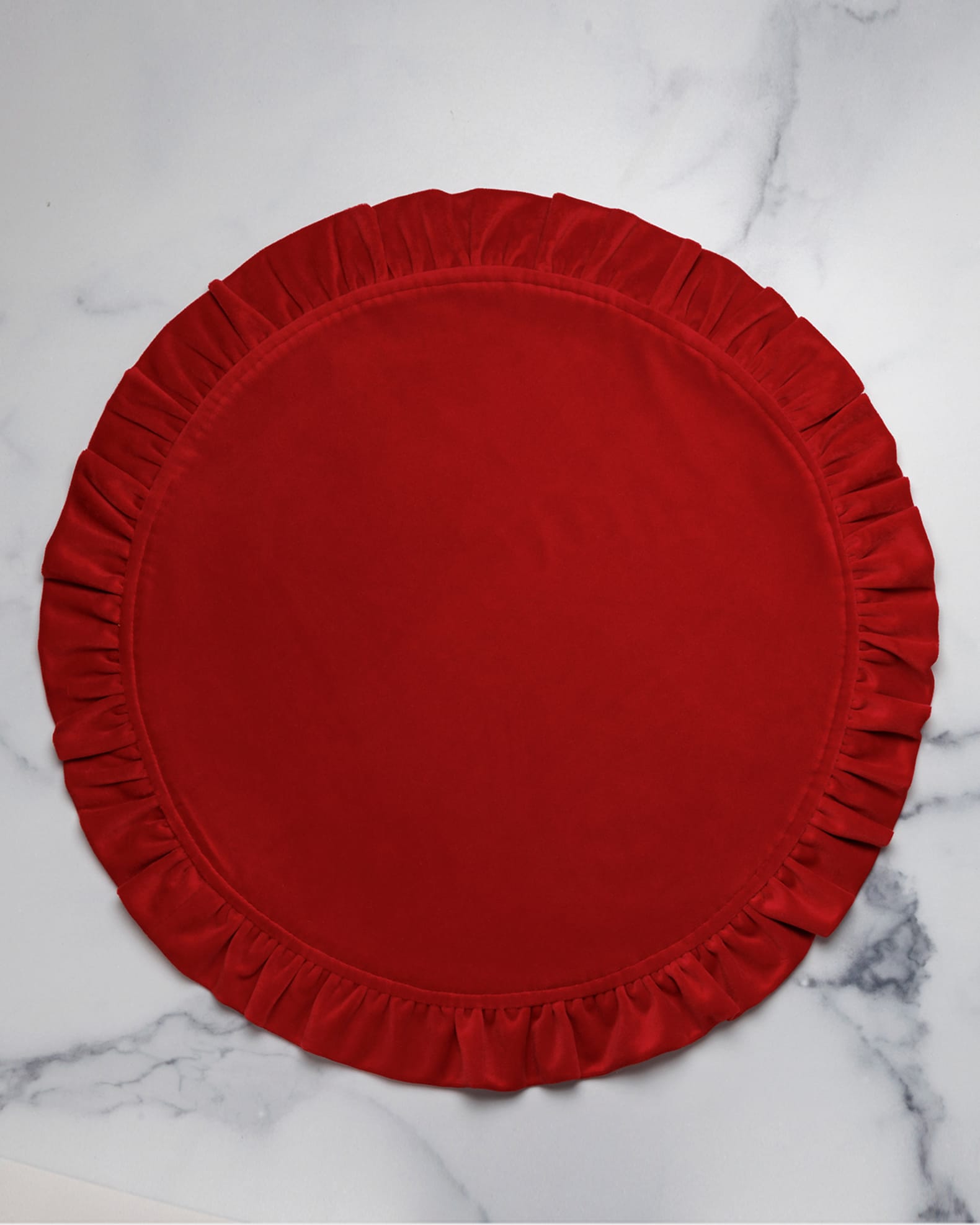 Arte Italica Round Ruffle Velvet Placemats, Set of 4 Neiman Marcus