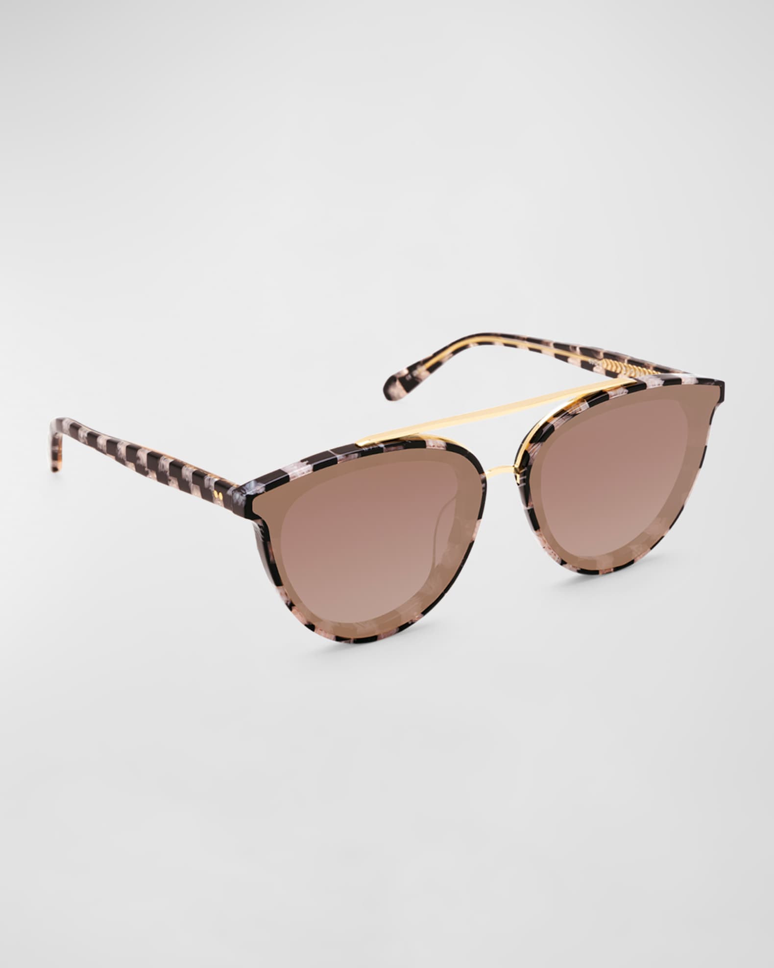KREWE Clio Nylon Checkered Acetate & Metal Aviator Sunglasses