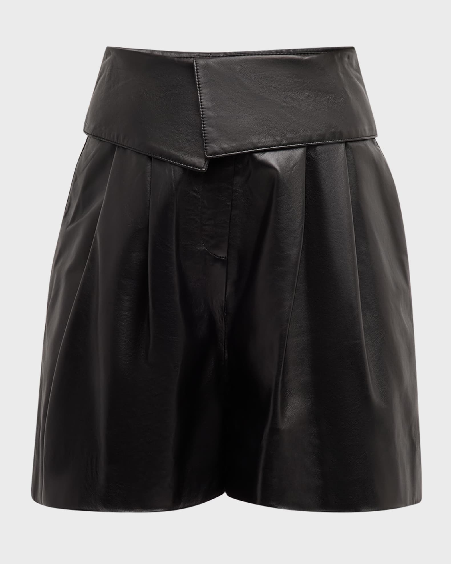 Salon 1884 Marca Pleated Leather Shorts