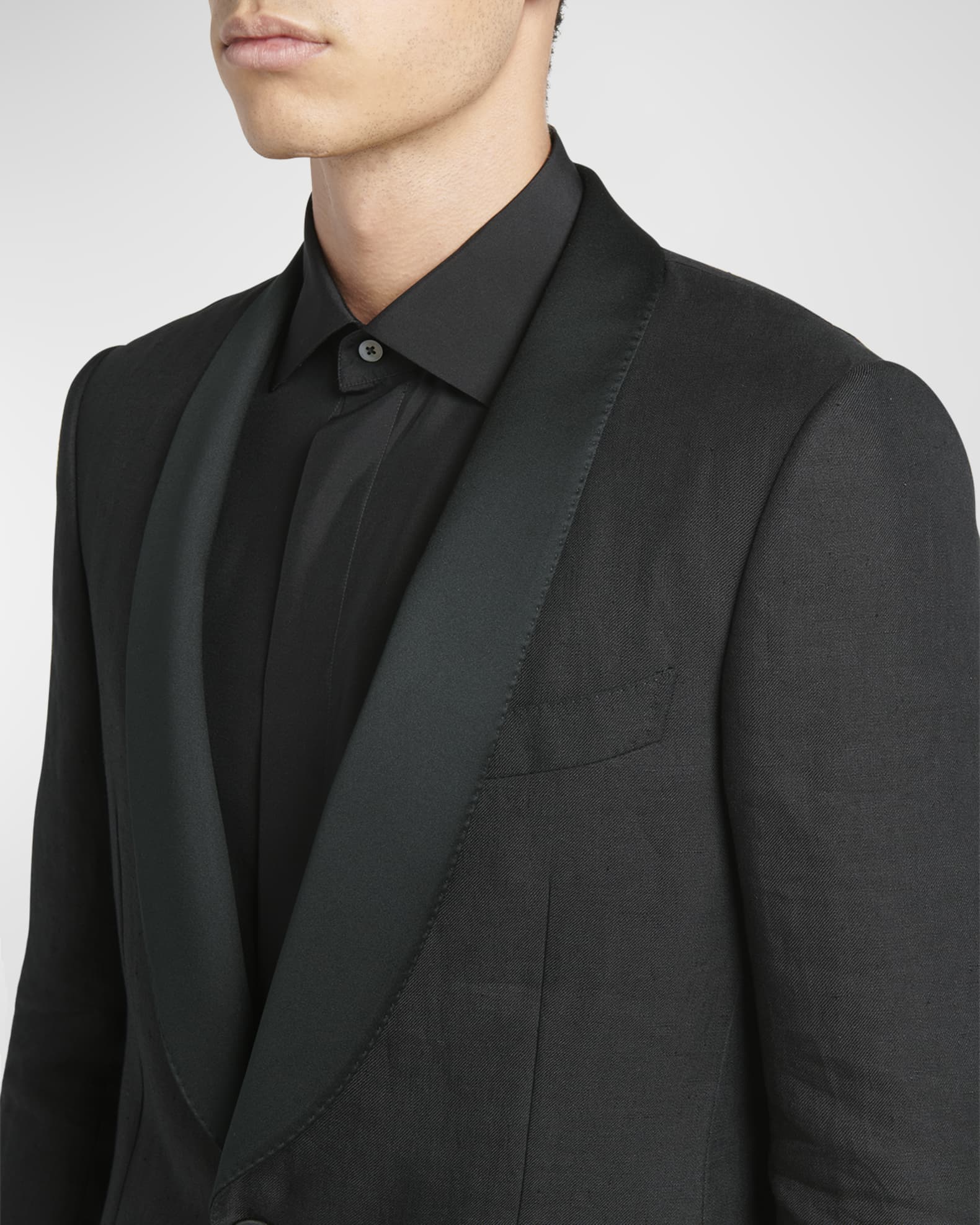 ZEGNA Black Silk Balcollar Coat イタリア製 Men's Blazers, Sport Coats, and Dinner Jackets | ZEGNA JP