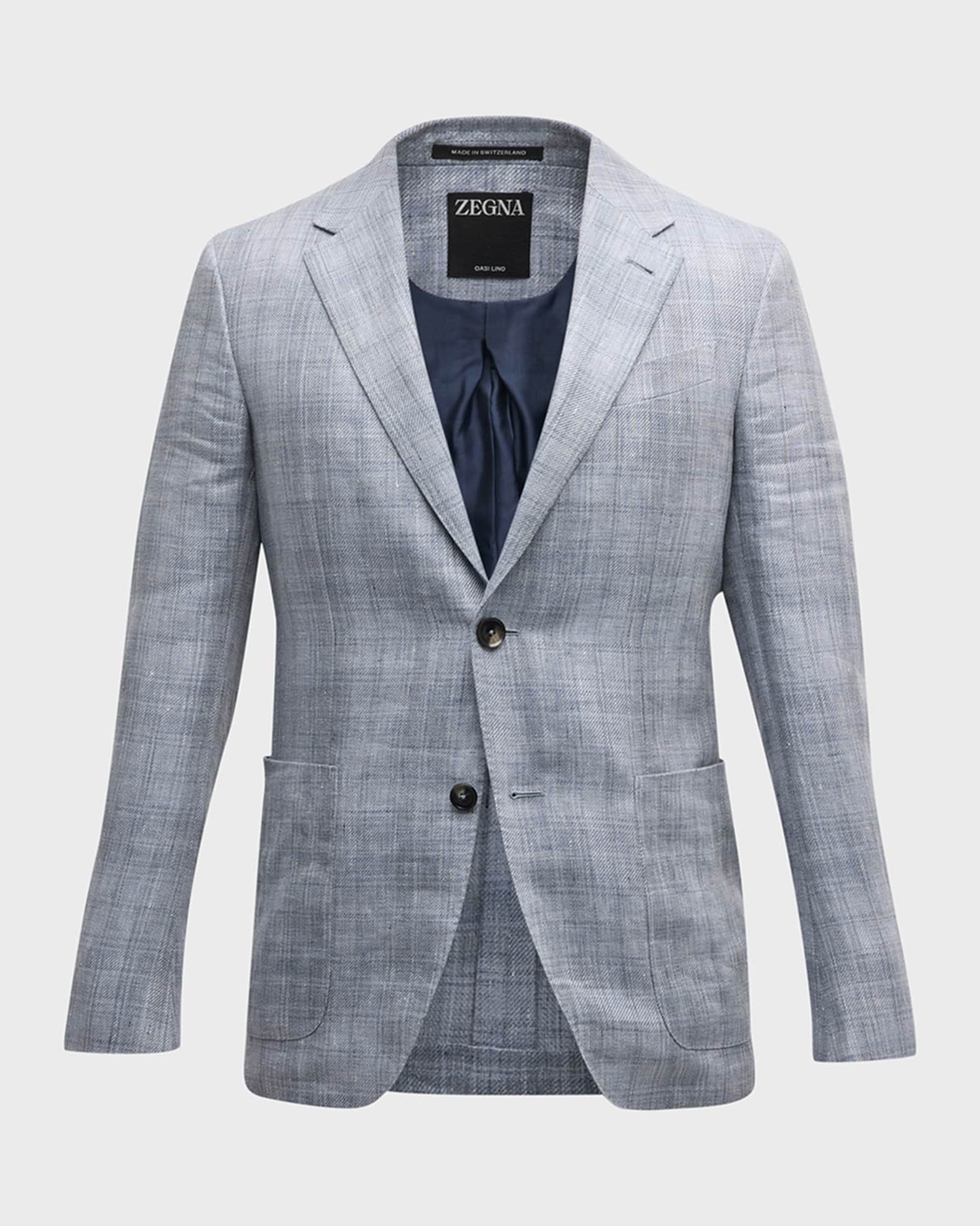 Men's Plaid Linen Sport Coat 0