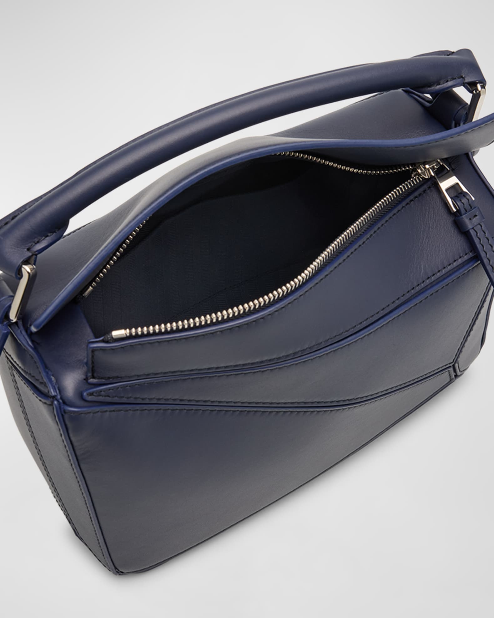 Small Puzzle Leather Top Handle Bag