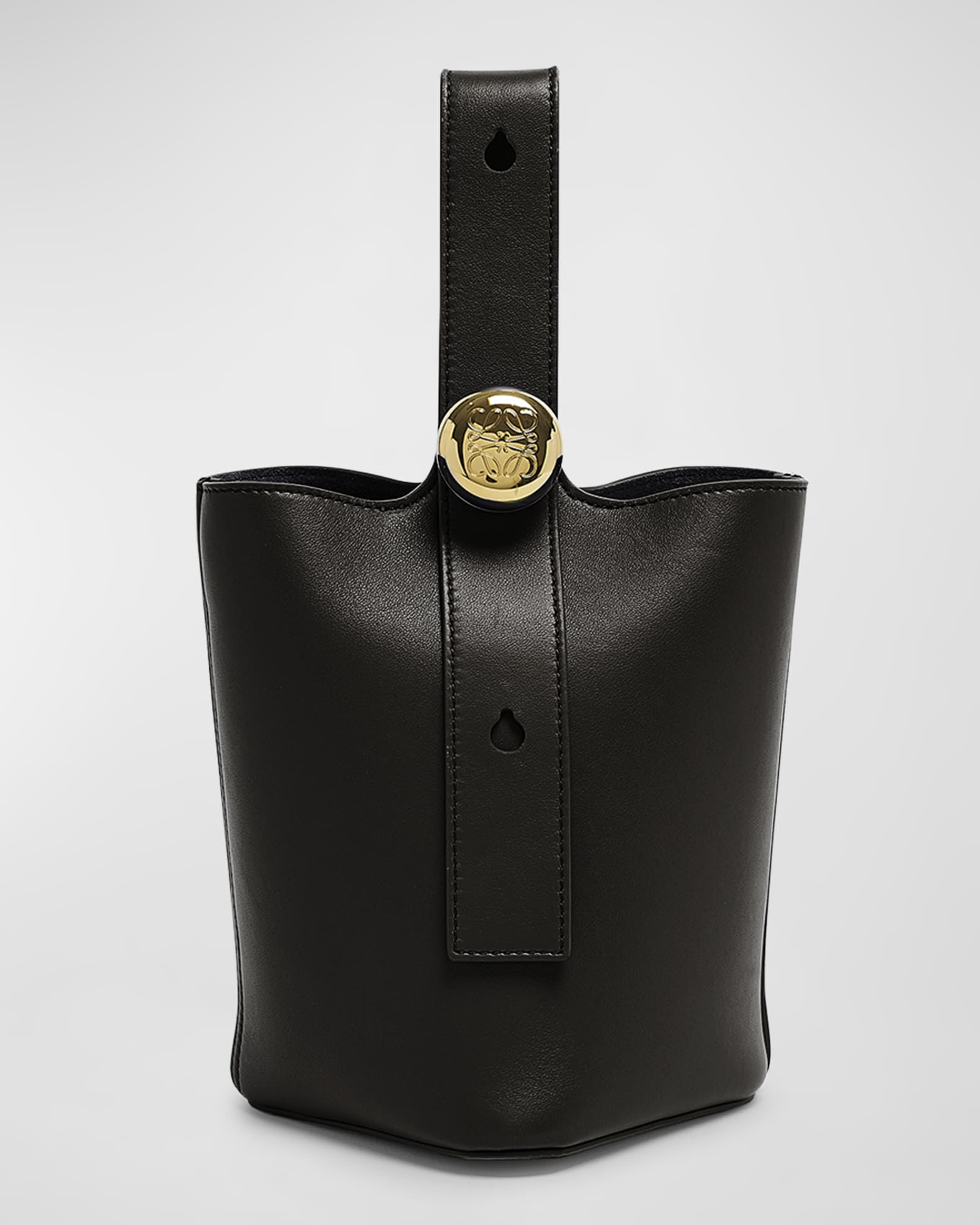 Mini Pebbled Leather Bucket Bag