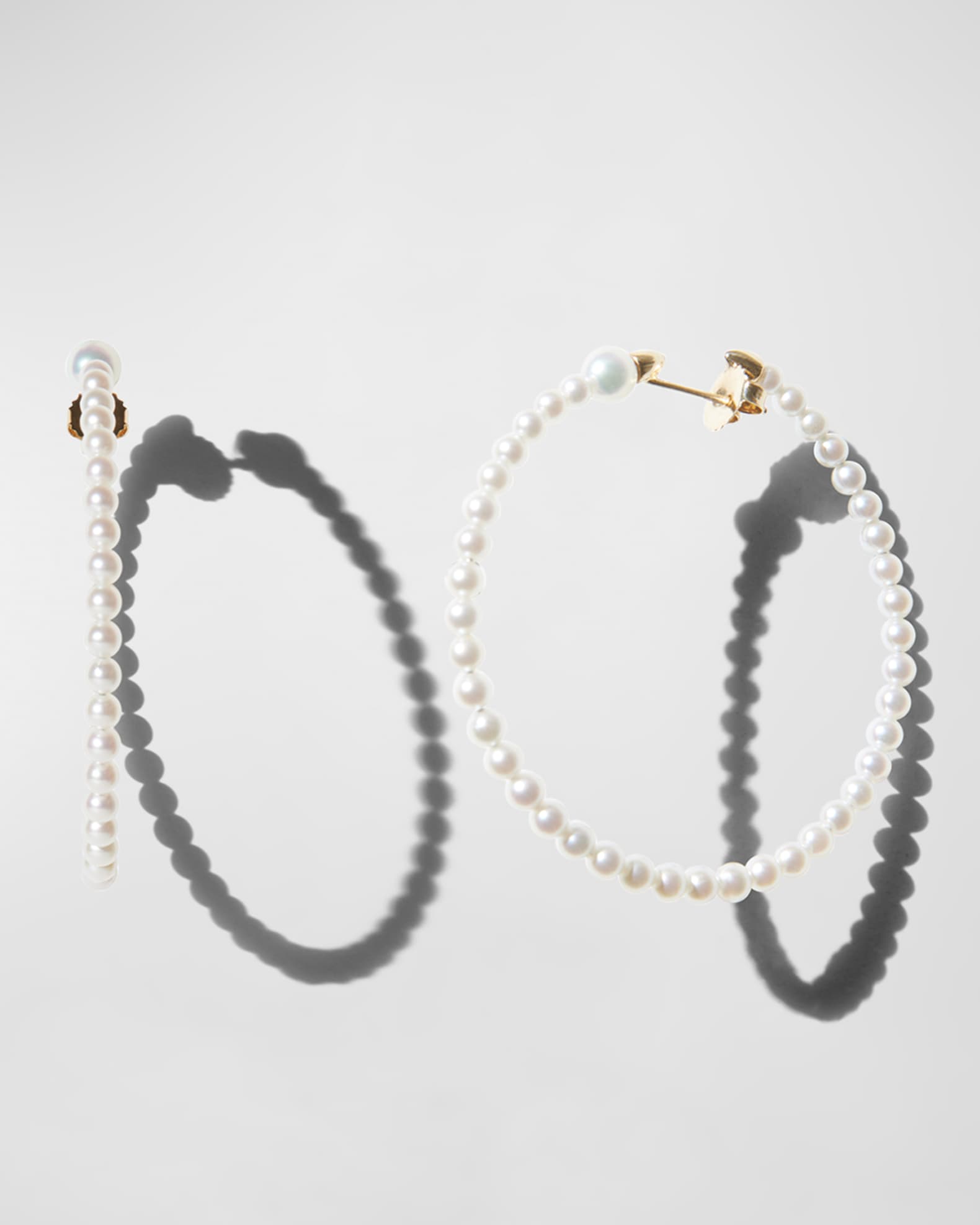 14K Small Akoya Pearl Hoop Earrings, 3mm 0