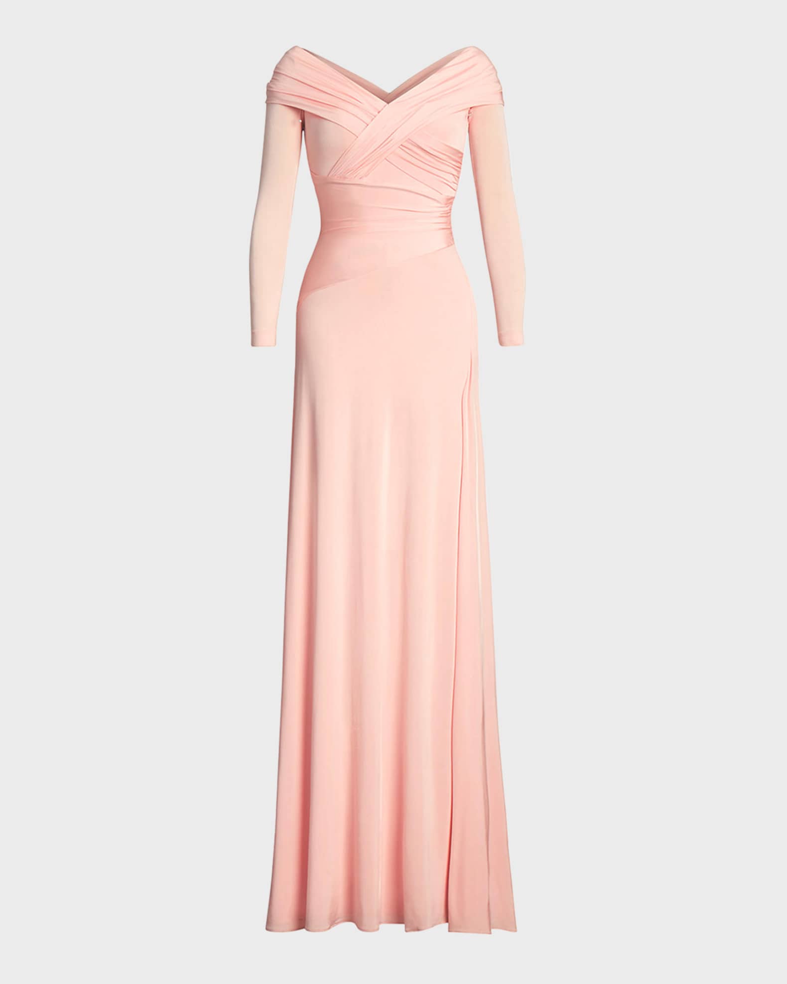 Ralph Lauren Collection Off-Shoulder Wrap Column Gown