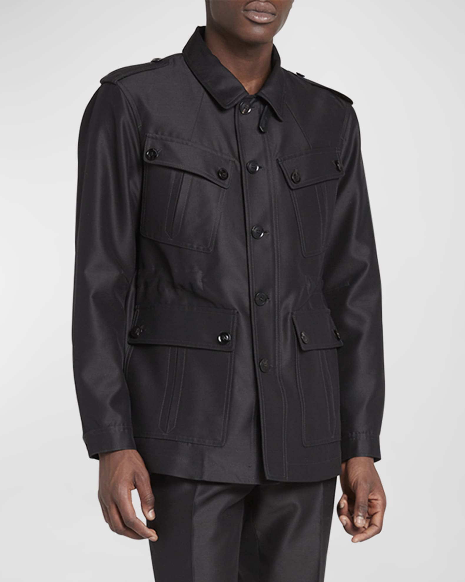 TOM FORD Men's Wool-Silk Faille Water-Resistant Field Jacket | Neiman ...