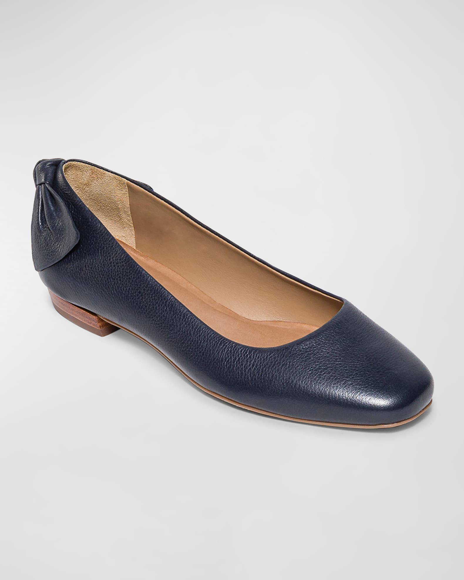 Bernardo Leather Bow Ballerina Flats | Neiman Marcus
