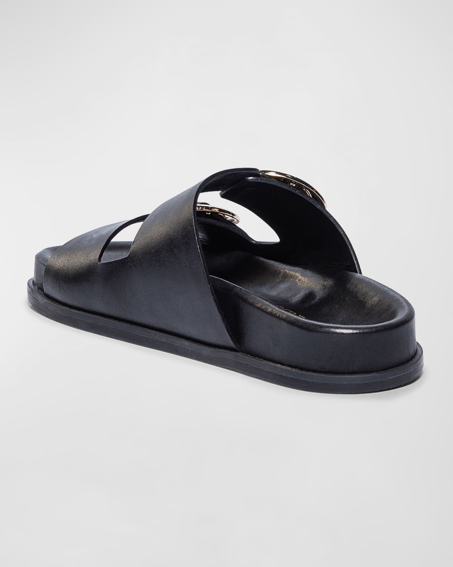Leather Dual Buckle Comfort Sandals