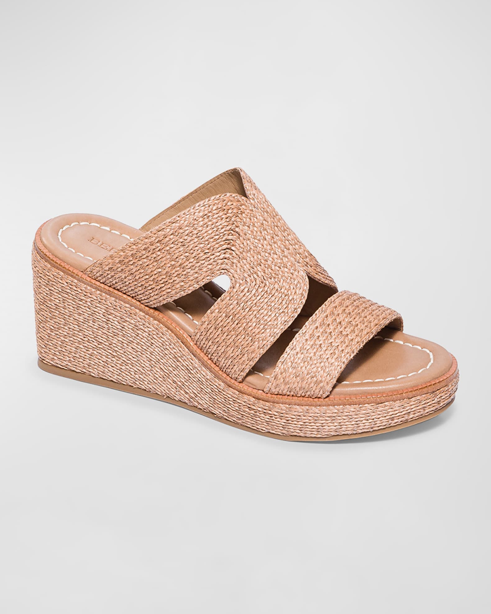 Raffia Wedge Platform Slide Sandals 1