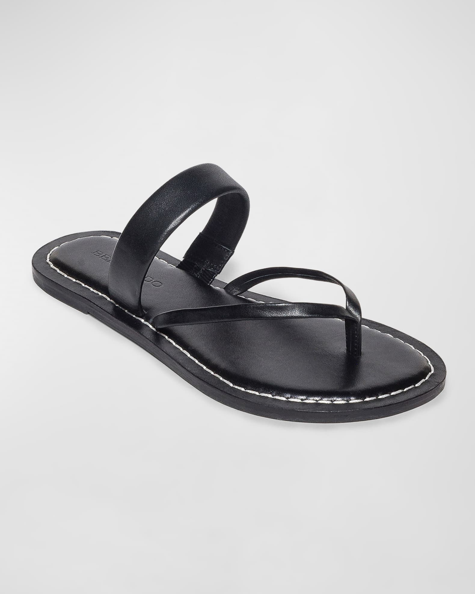 cc thong sandal 30mm black calfskin silver cc logo