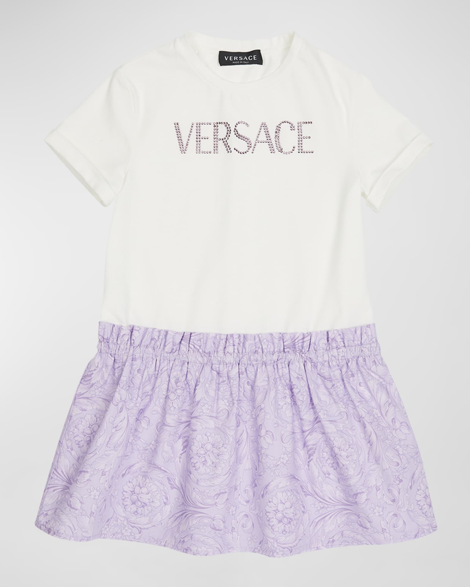 Girl s Barocco Strass Logo Dress Neiman Marcus