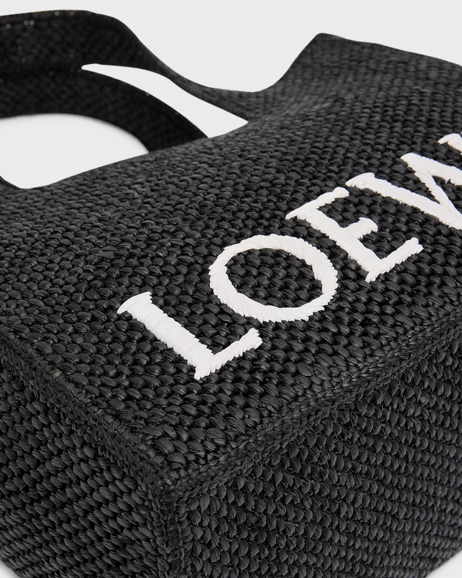 LOEWE × Paula's Ibiza オラ バッグ ミディアム 黒 関税送料込 Paula's Ibiza Medium logo raffia tote bag in black - Loewe