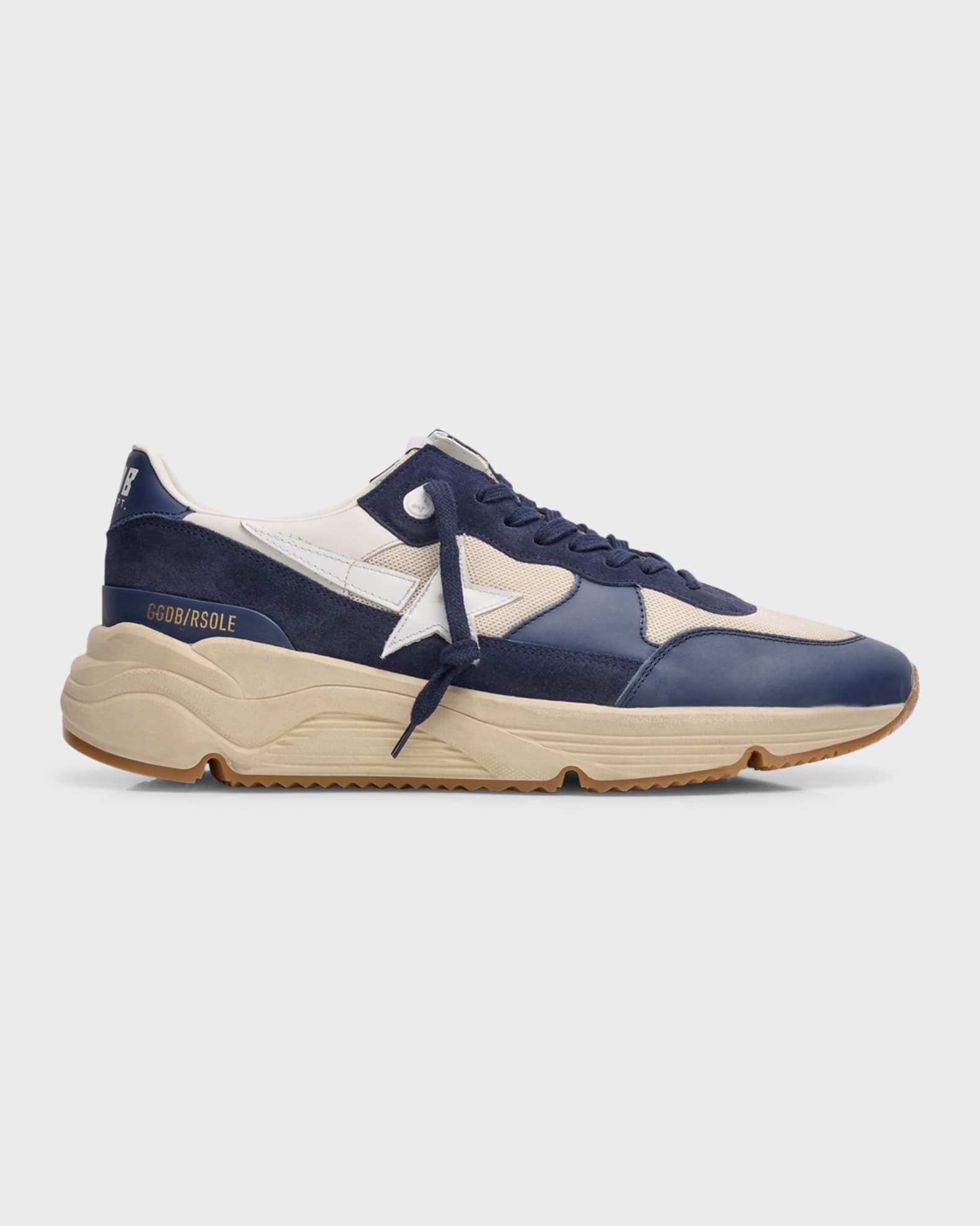 Men s Running Sole Mesh and Leather Sneakers