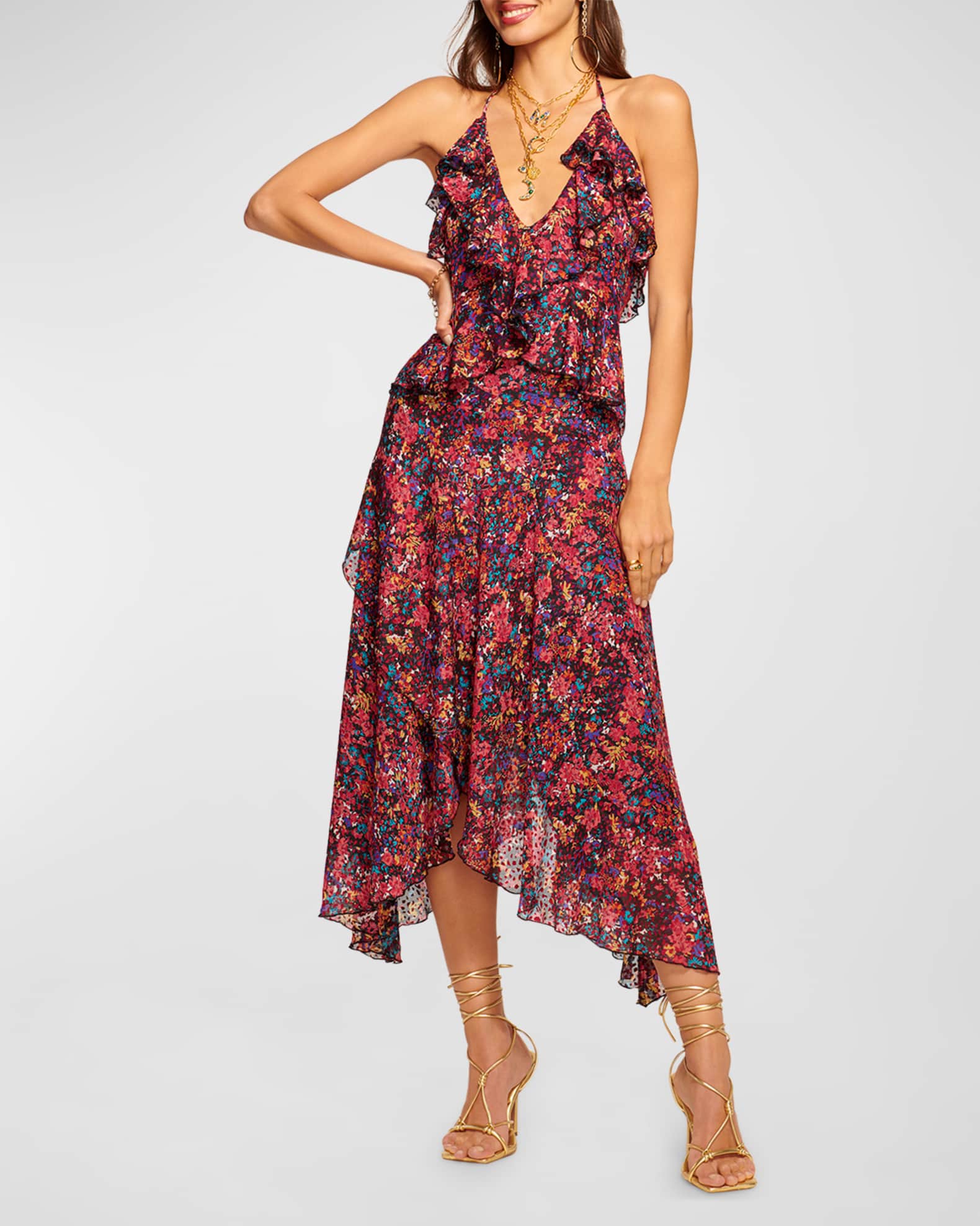 Brooki wonderland printed outlet ruffle midi dress