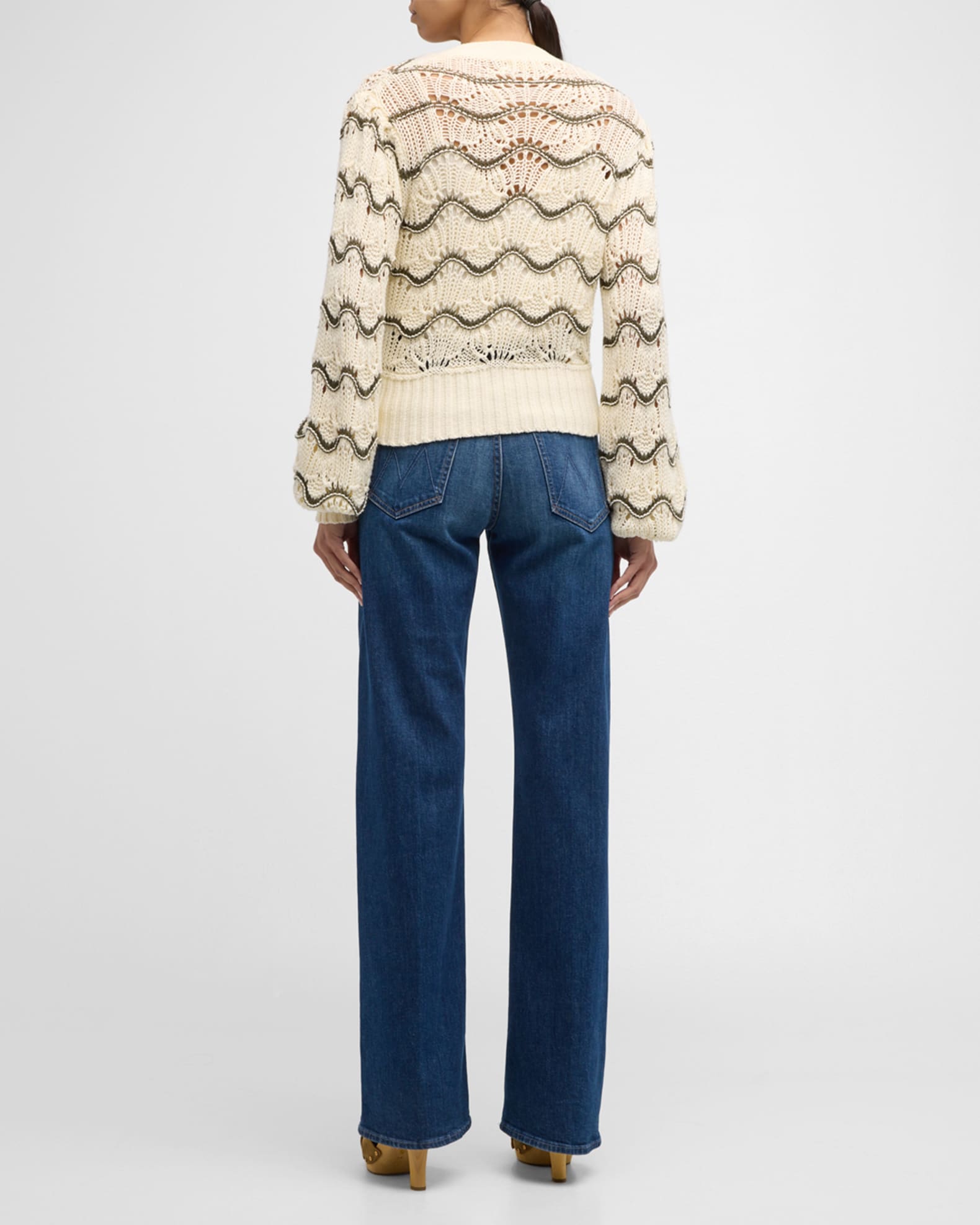 Romy Striped Knit Cropped Cardigan Black Stripe - Ramy Brook