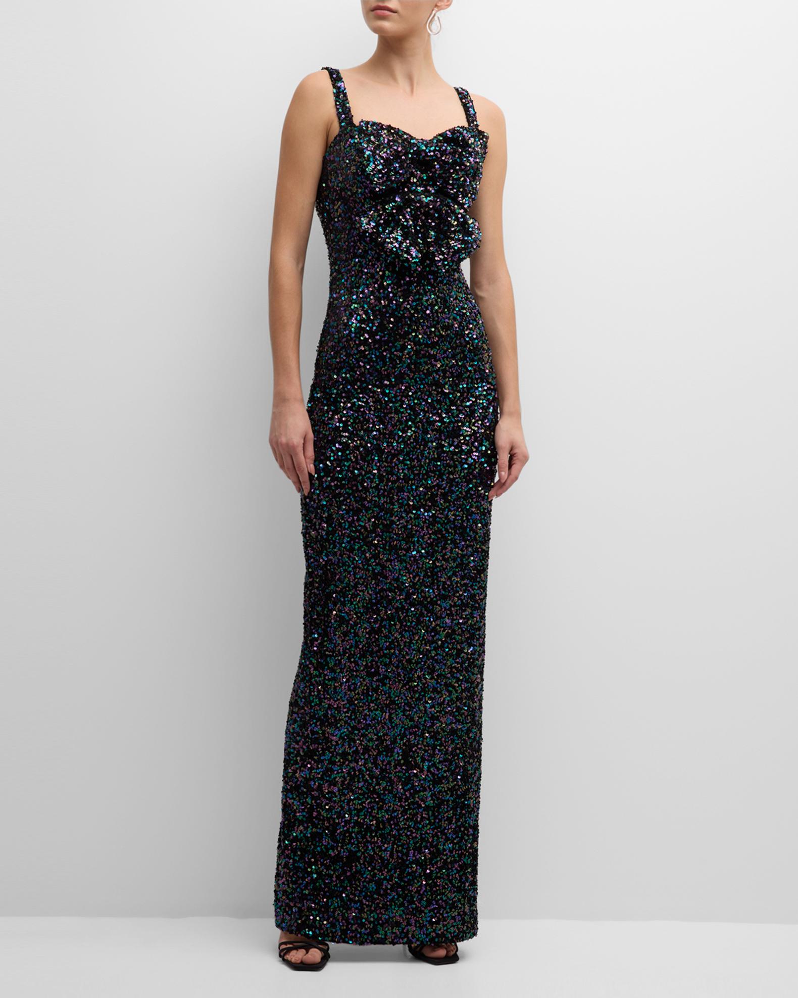 Solange Column Gown with Bow Details