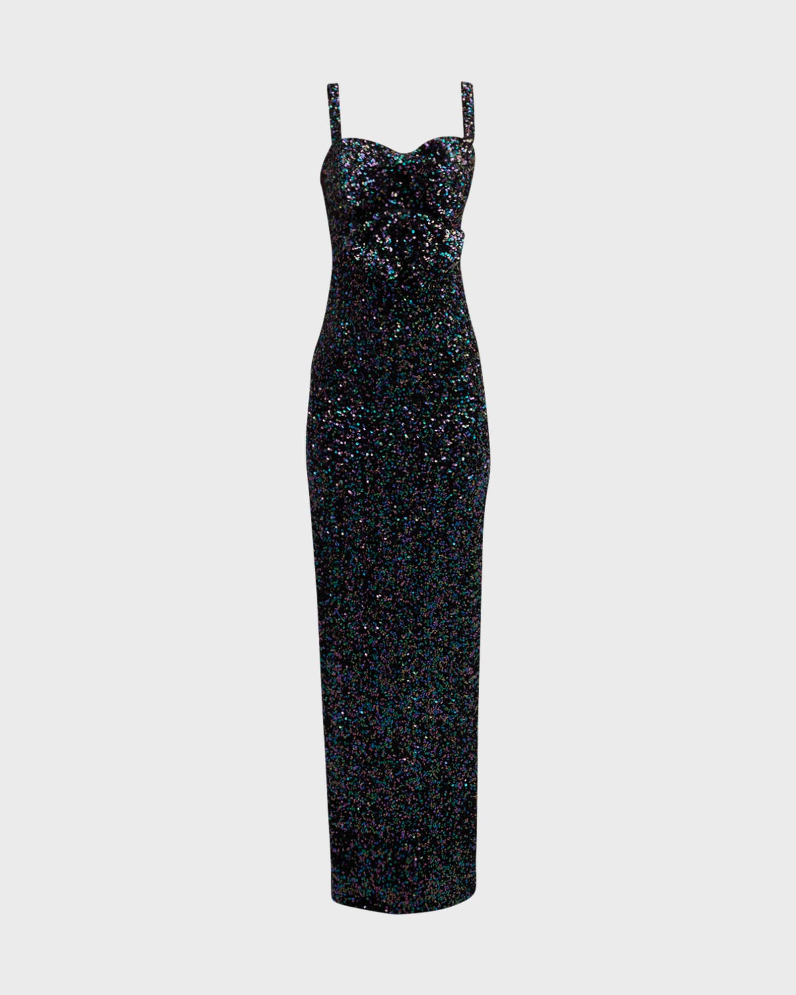 Black Halo Milaya Bow-Front Sequin Sweetheart Column Gown | Neiman Marcus