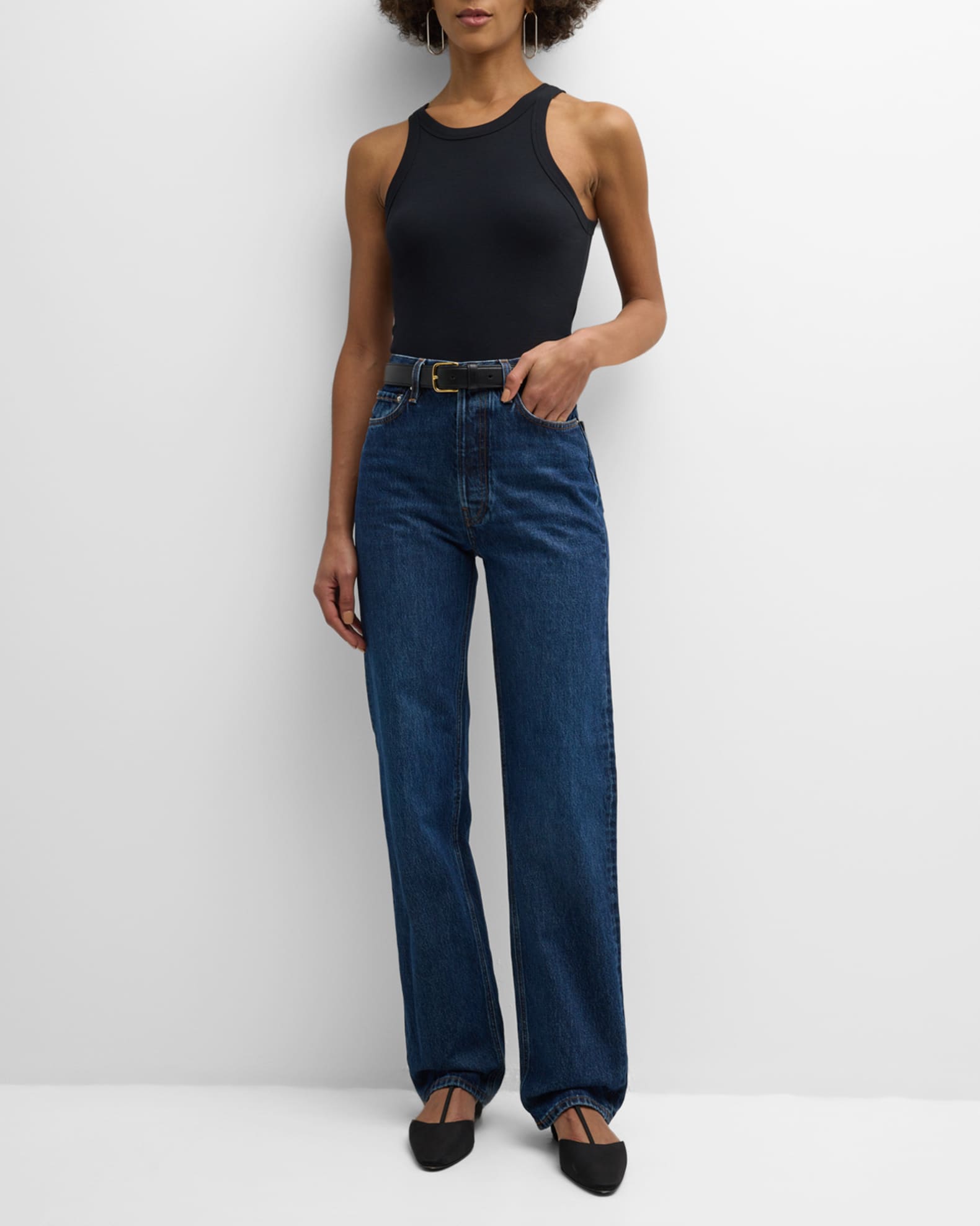 デニム・ジーパン TOTEME STRAIGHT-LEG JEANS IN DENIM TOTEME Twisted Seam high-rise straight-leg jeans | NET-A-PORTER