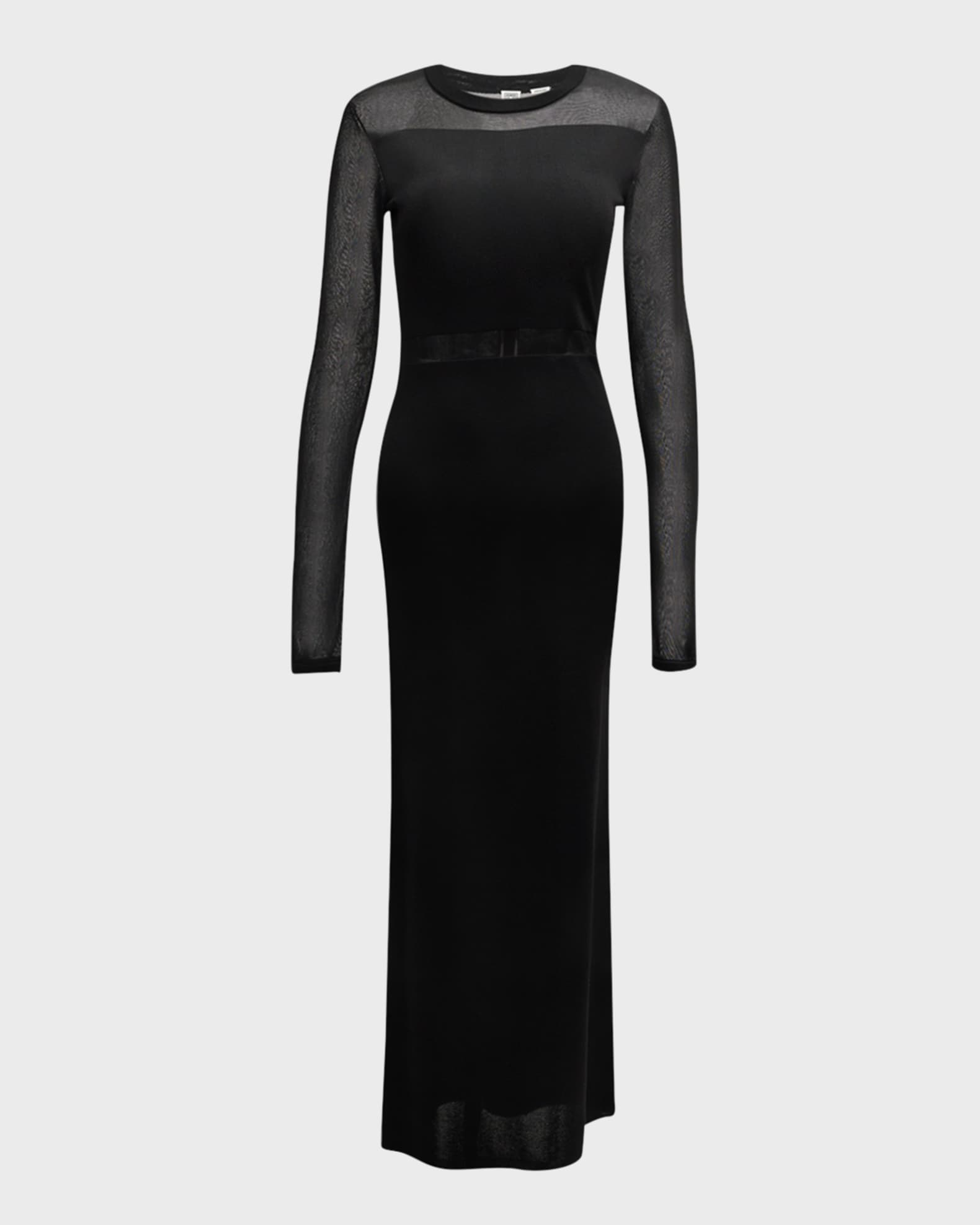 Semi-Sheer Knit Sleeveless Dress