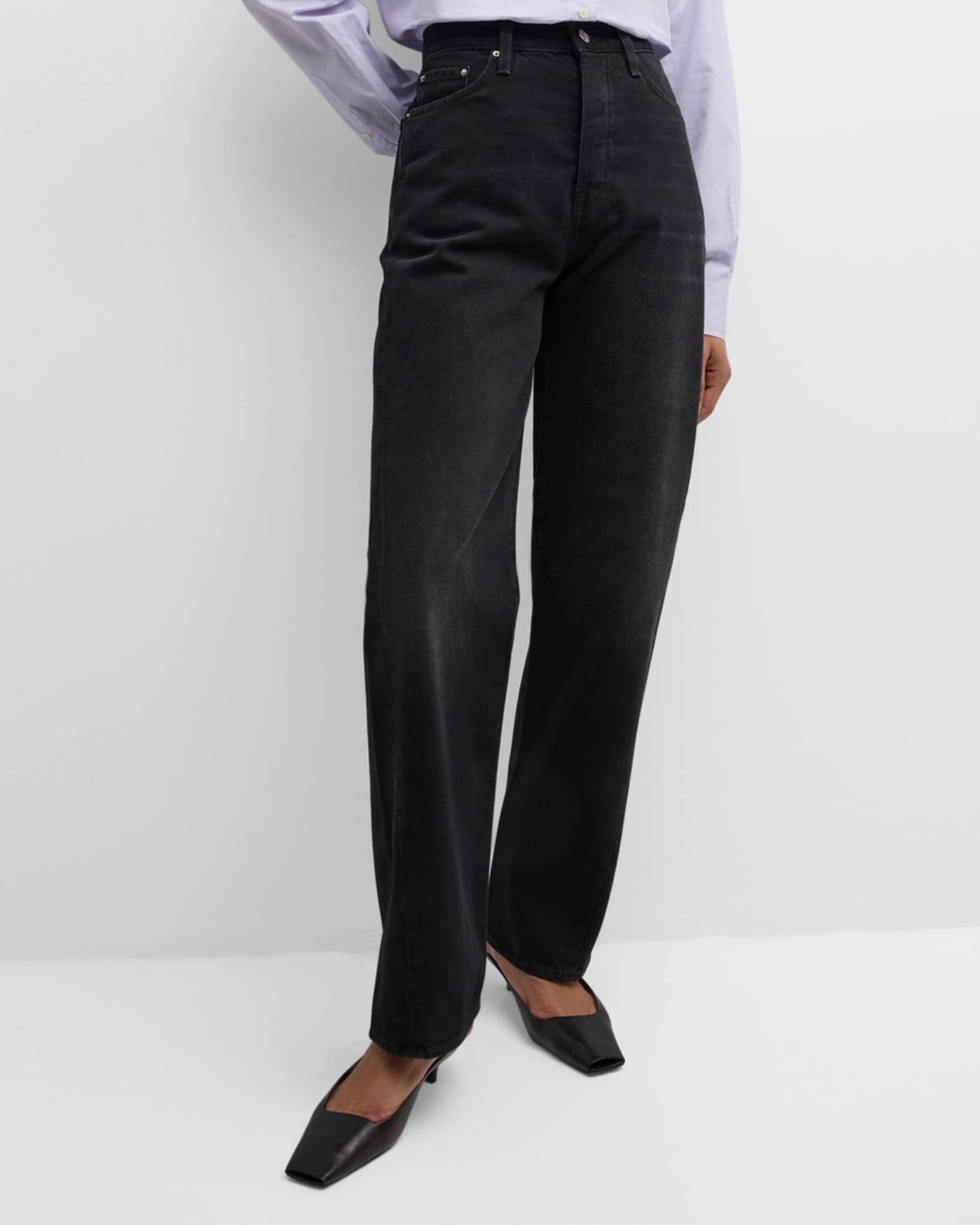 Mid-Rise Twisted Seam Straight-Leg Jeans 1